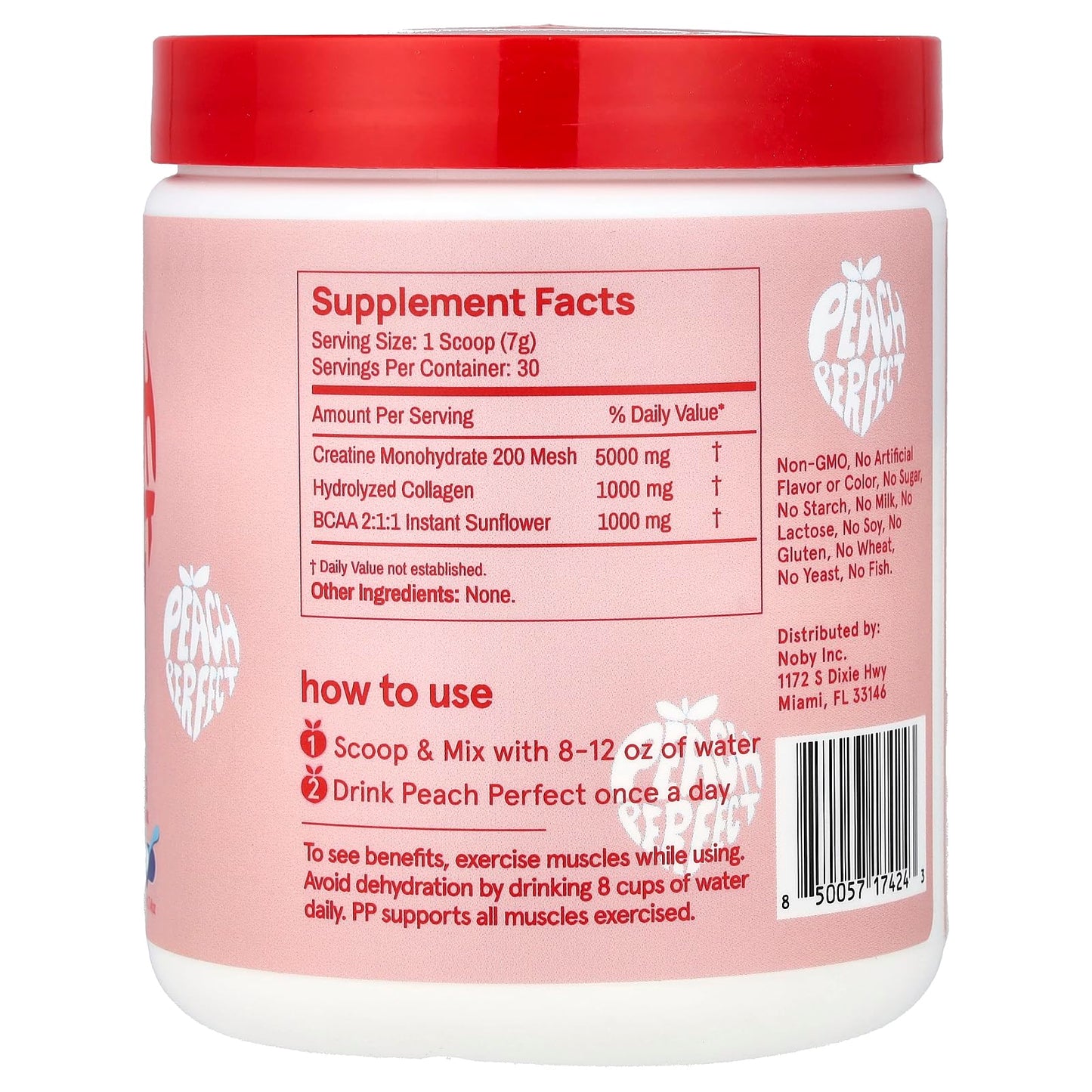 Peach Perfect Creatine for Women – Micronized Creatine Monohydrate Powder with BCAA & Collagen for Glute Strength Support, Boost Energy, Focus, Strength, and Endurance – Unflavored, 11 oz