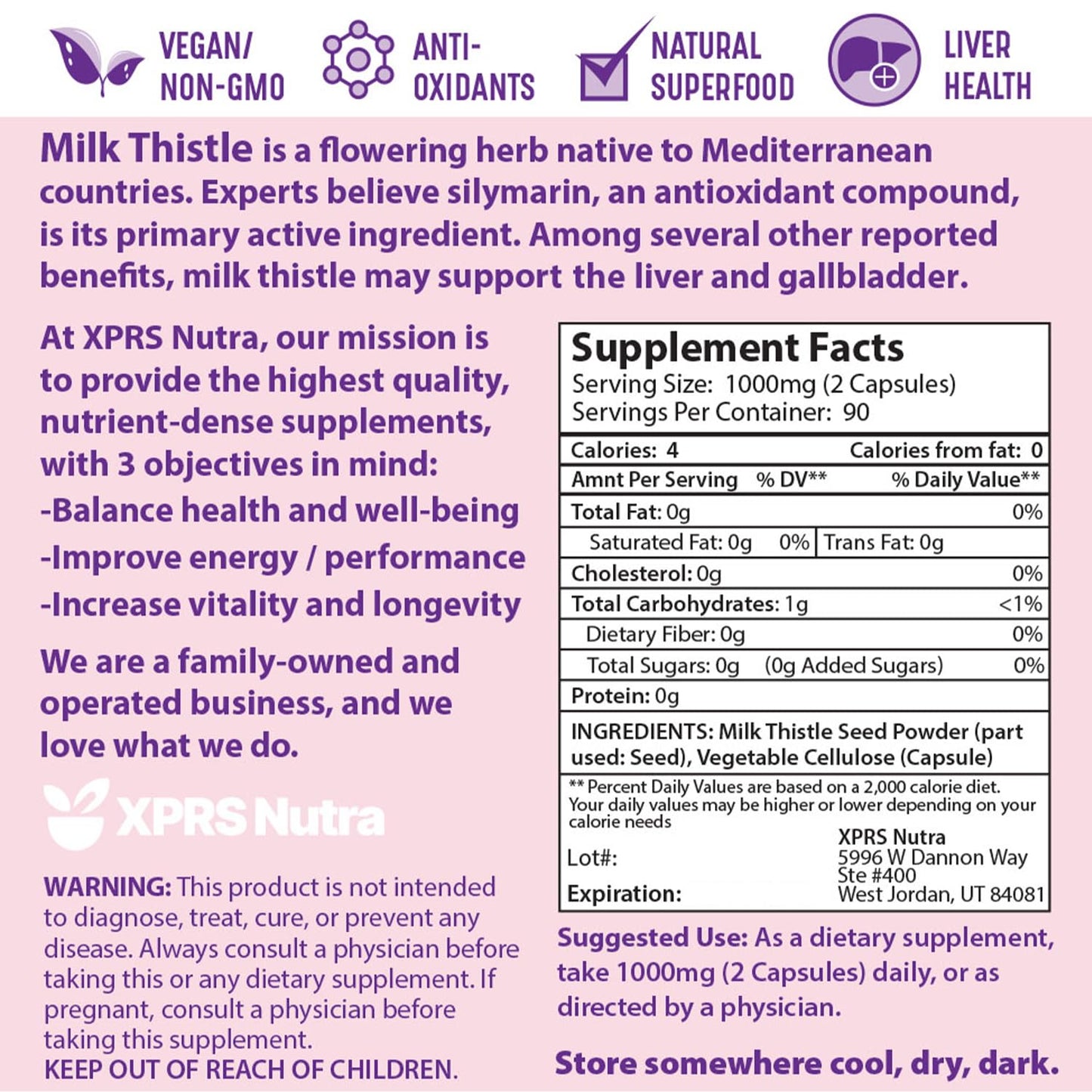 XPRS Nutra Milk Thistle Seed Capsules, 180 Capsules