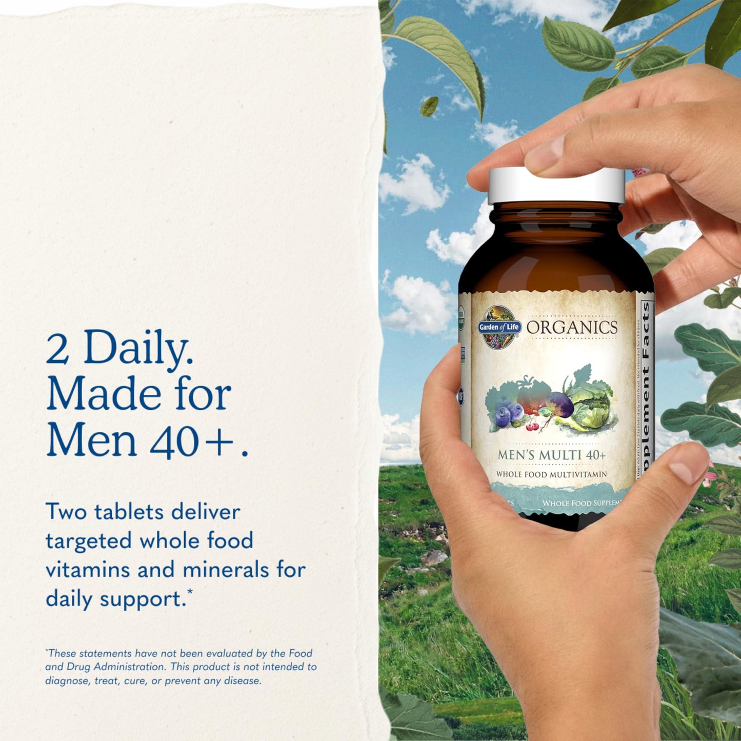 Garden of Life Organics Whole Food Multivitamin for Men 40+ Tablet, 120 Count