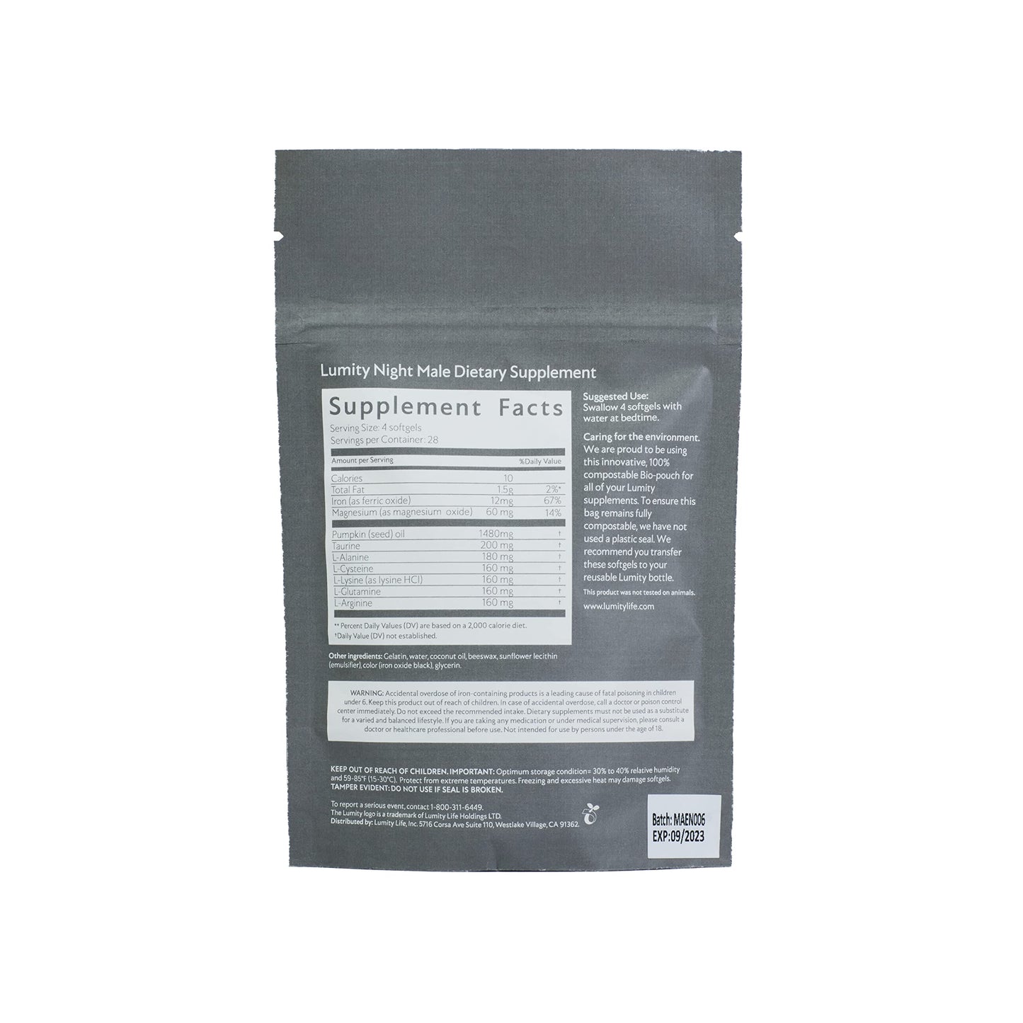 LUMITY Male Advanced Nutritional Supplement Softgel 1 Count