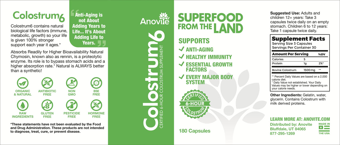 Generic Anovite Colostrum6 Capsules 180 ct