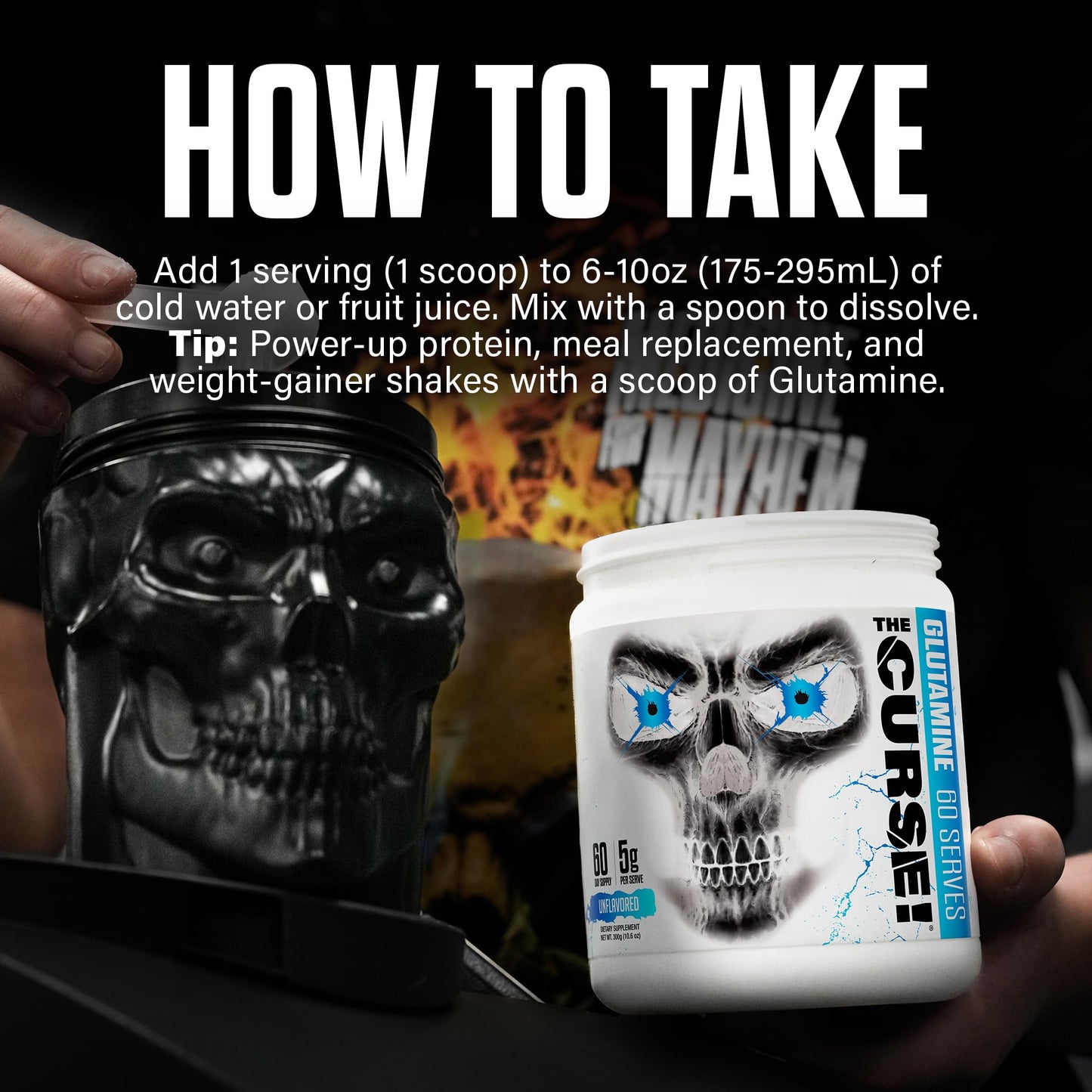 JNX SPORTS The Curse! Glutamine L-Glutamine Powder 5g, 10.6 oz
