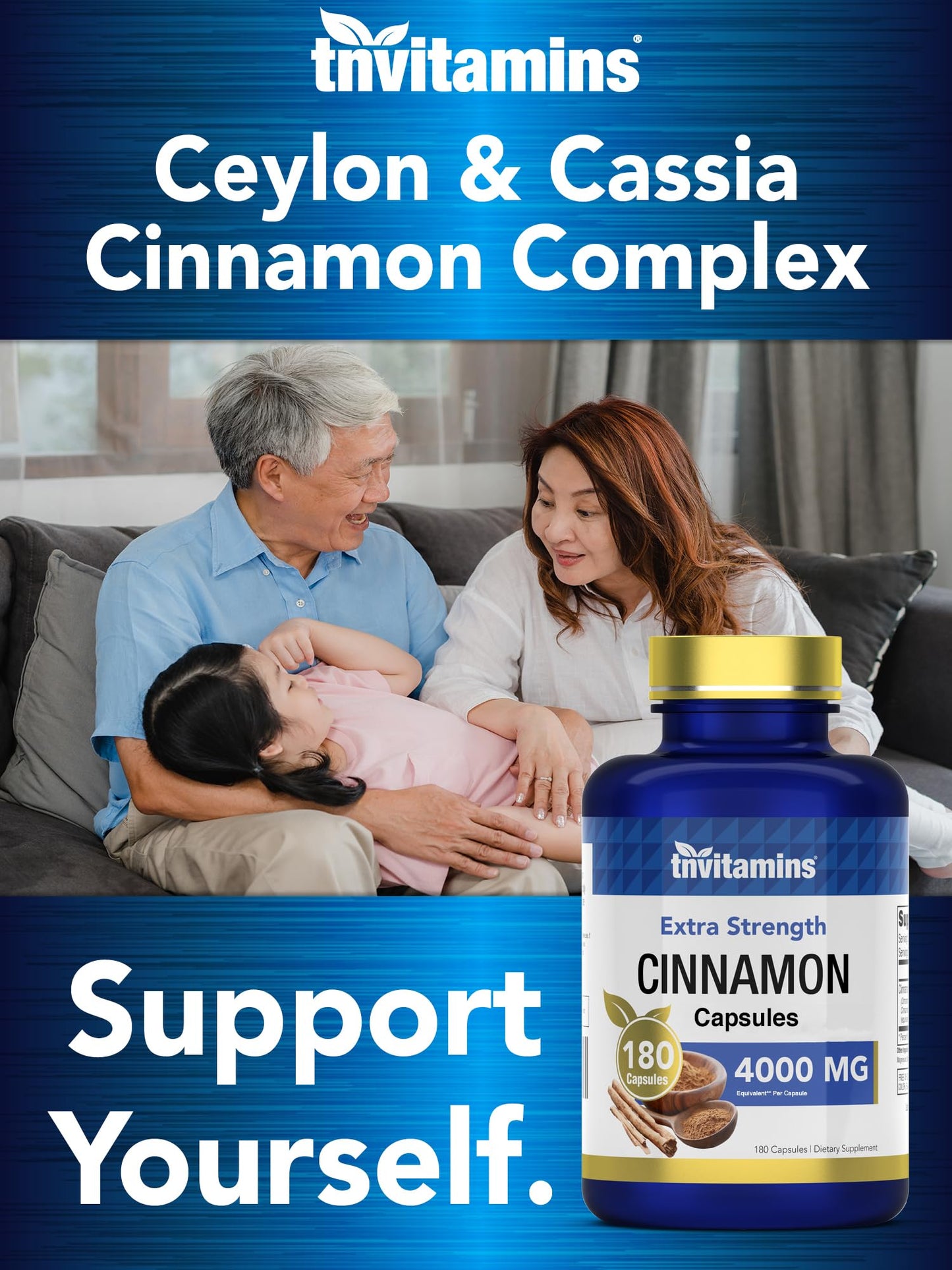 tnvitamins Cinnamon Capsules 4,000 mg Equivalent, 180 Capsules