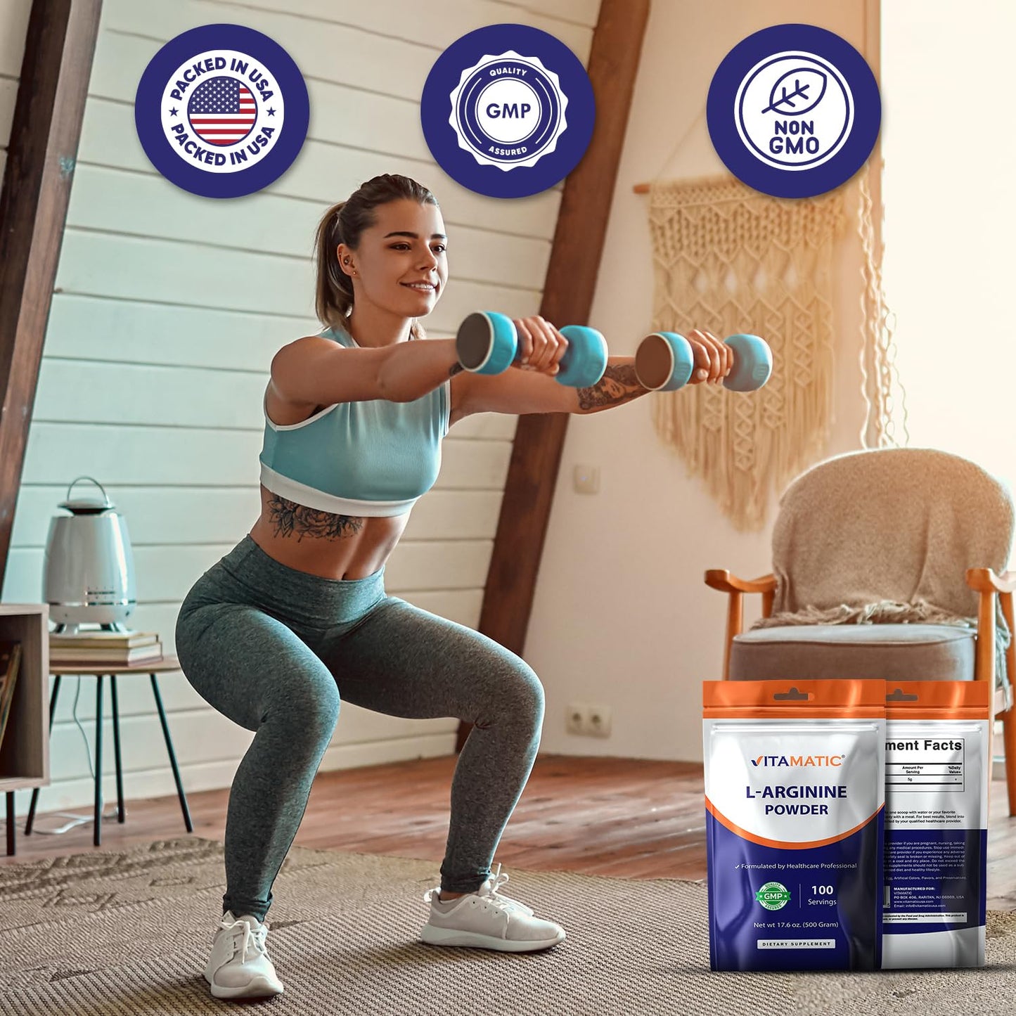 Vitamatic L-Arginine Pure Powder 17.6 oz
