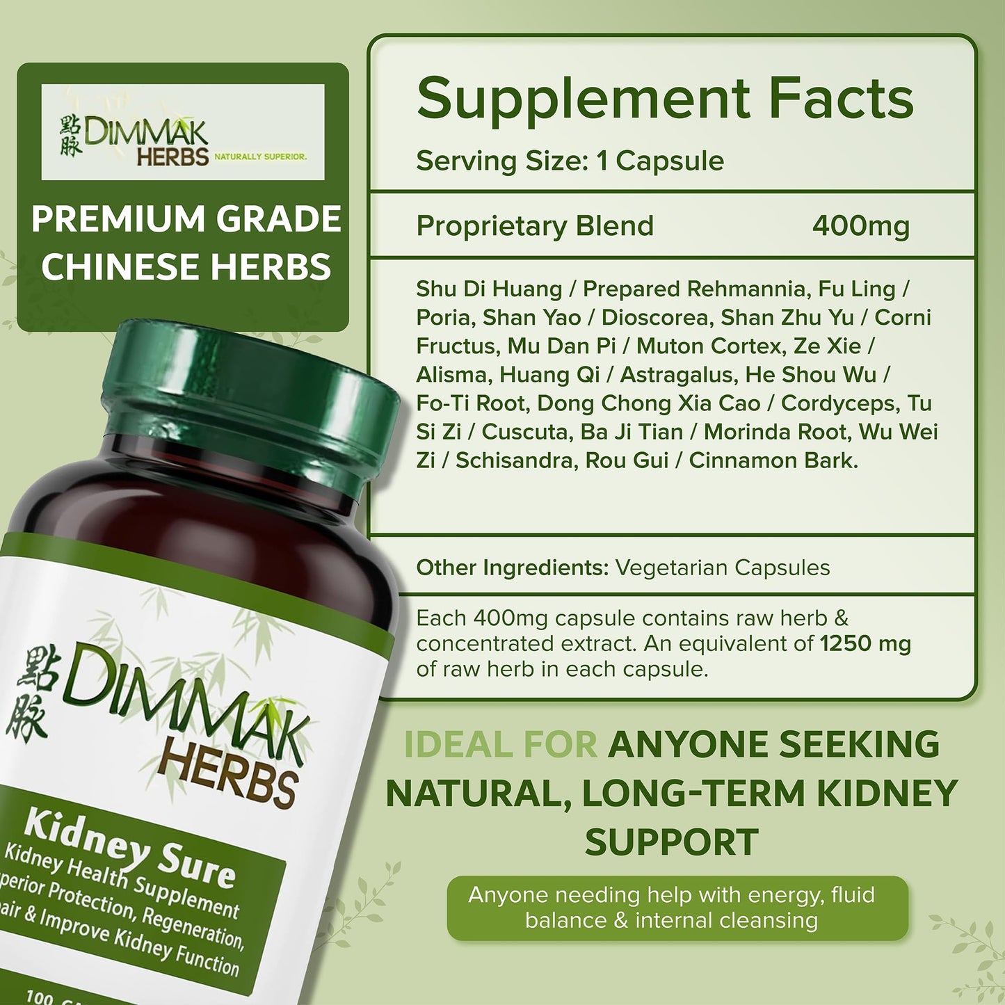 Dimmak Herbs Kidney Sure Kidney Cleanse & Revitalization Tonic Capsules 100