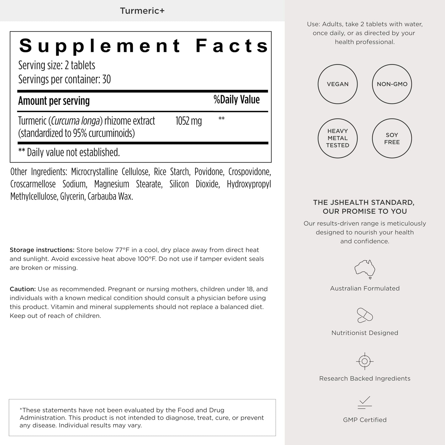 JSHealth Turmeric Curcumin Supplement with C3 Complex, 60 Tablets