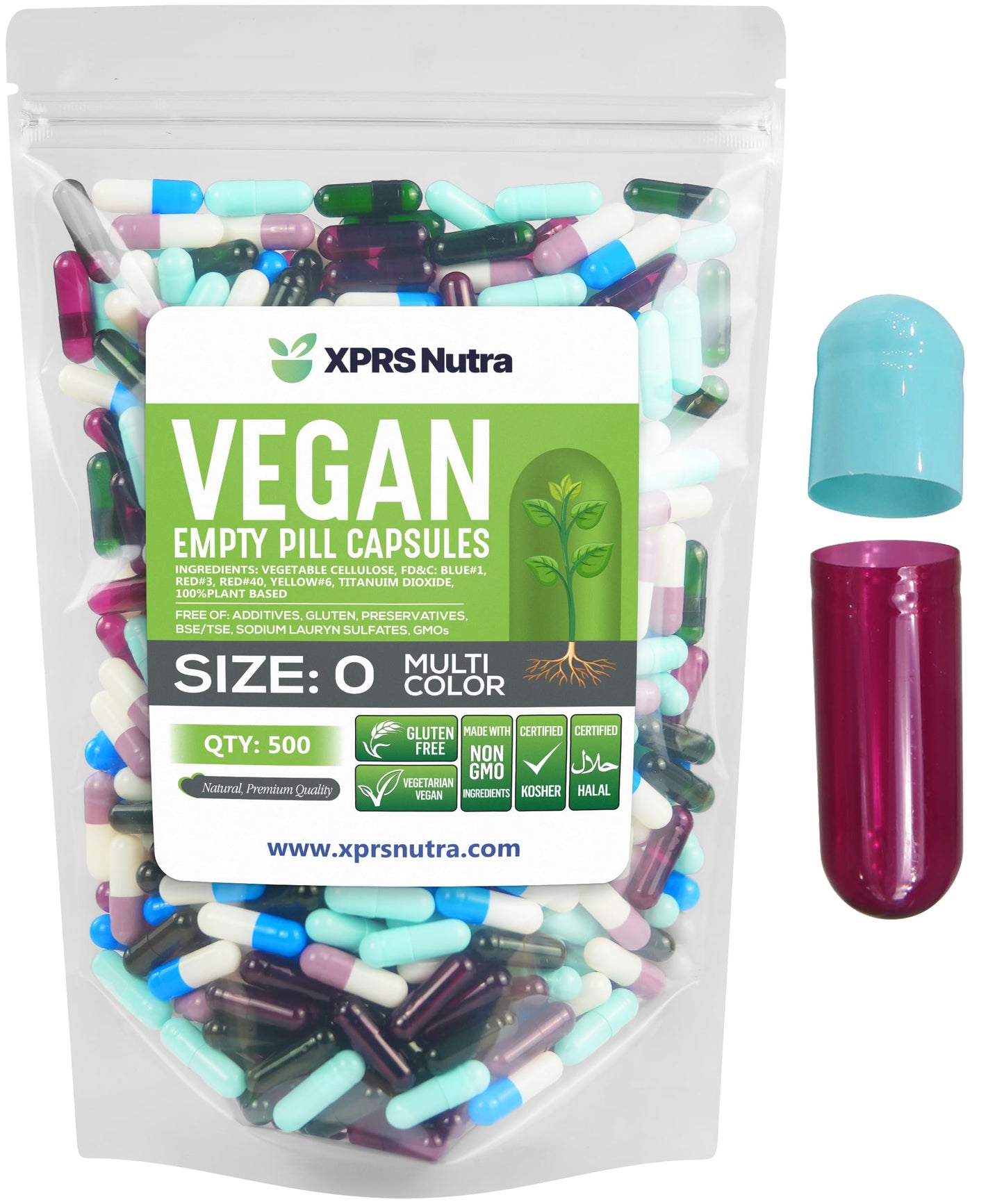 XPRS Nutra Size 0 Empty Capsules, 500 Count Capsules