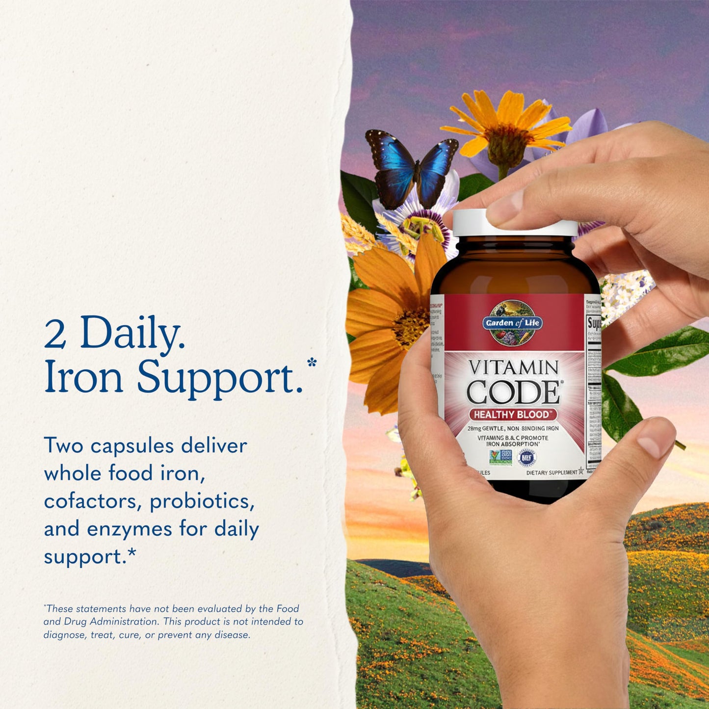 Garden of Life Vitamin Code Healthy Blood Iron Supplement for Women 60 Capsules