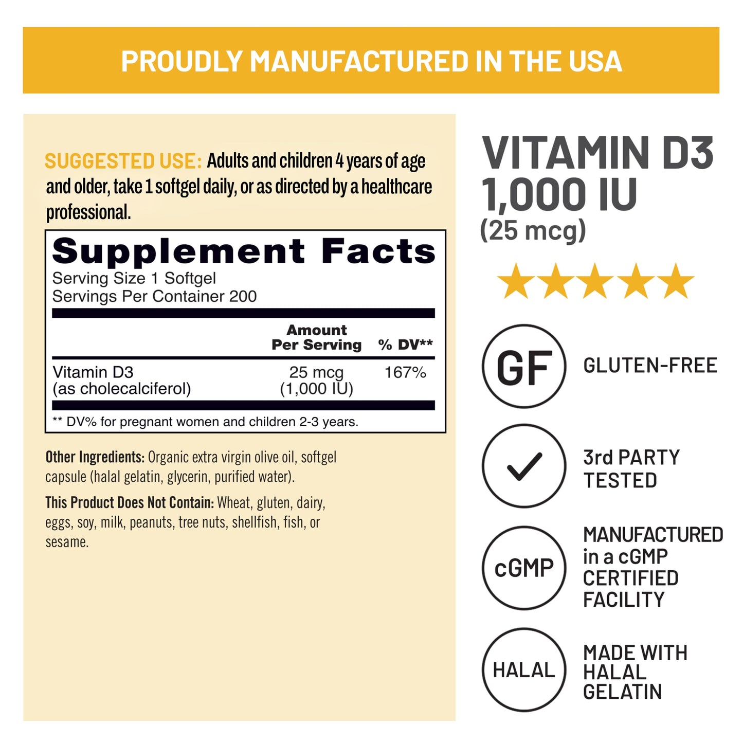 NatureWise Vitamin D3 1000iu (25 mcg) Softgels 200 Count