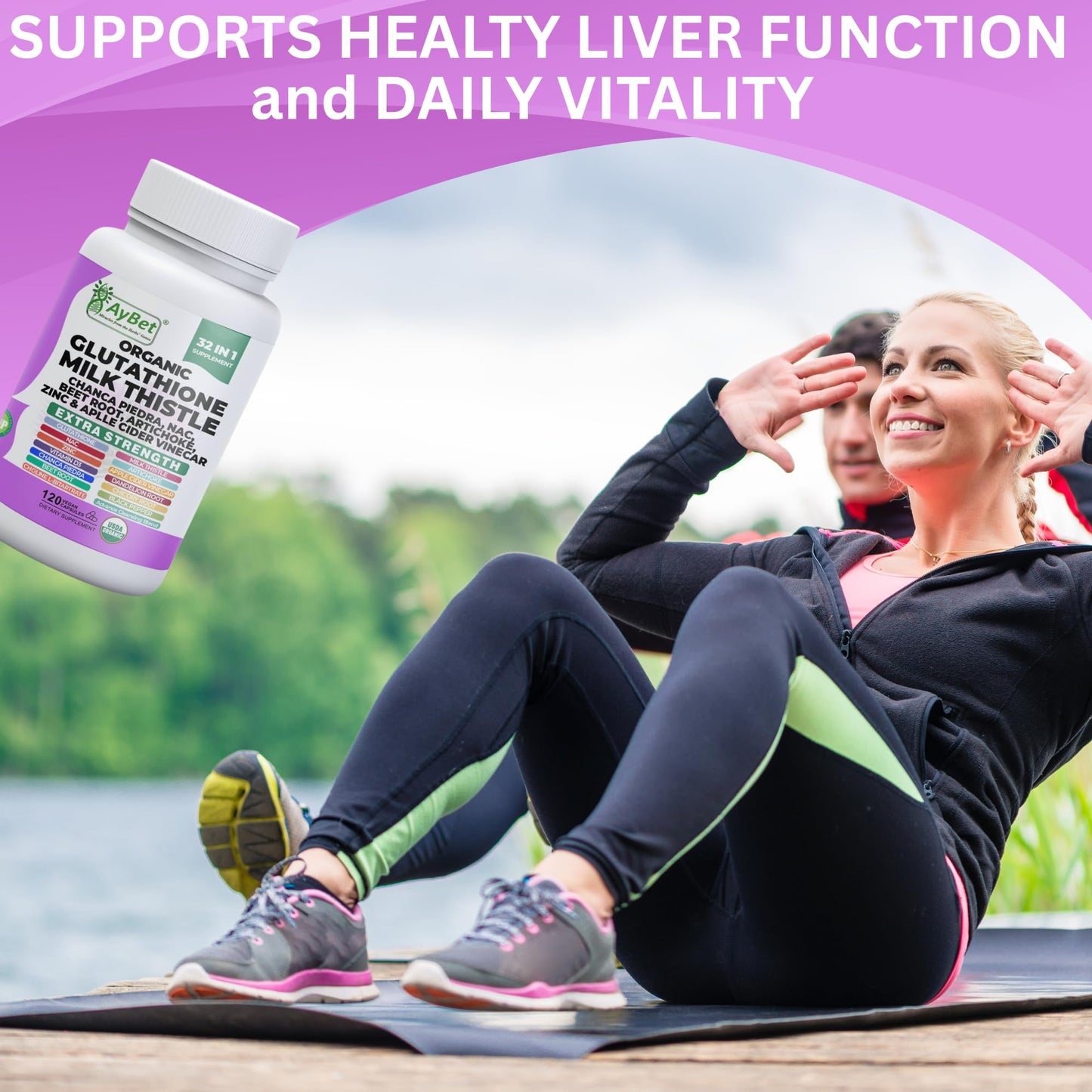 AyBet Glutathione NAC Milk Thistle Supplement Capsule, 120 Capsules
