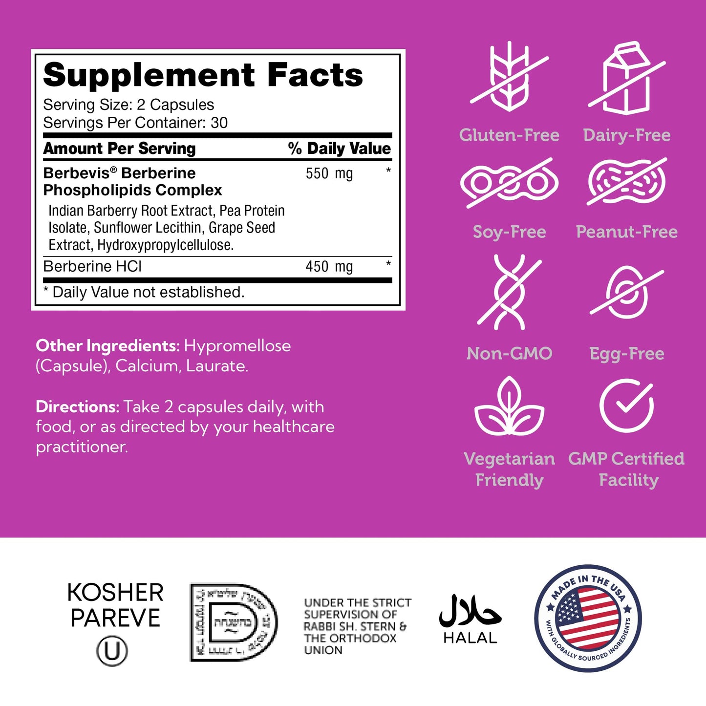 Zahler Berberine Capsules, 60 Count