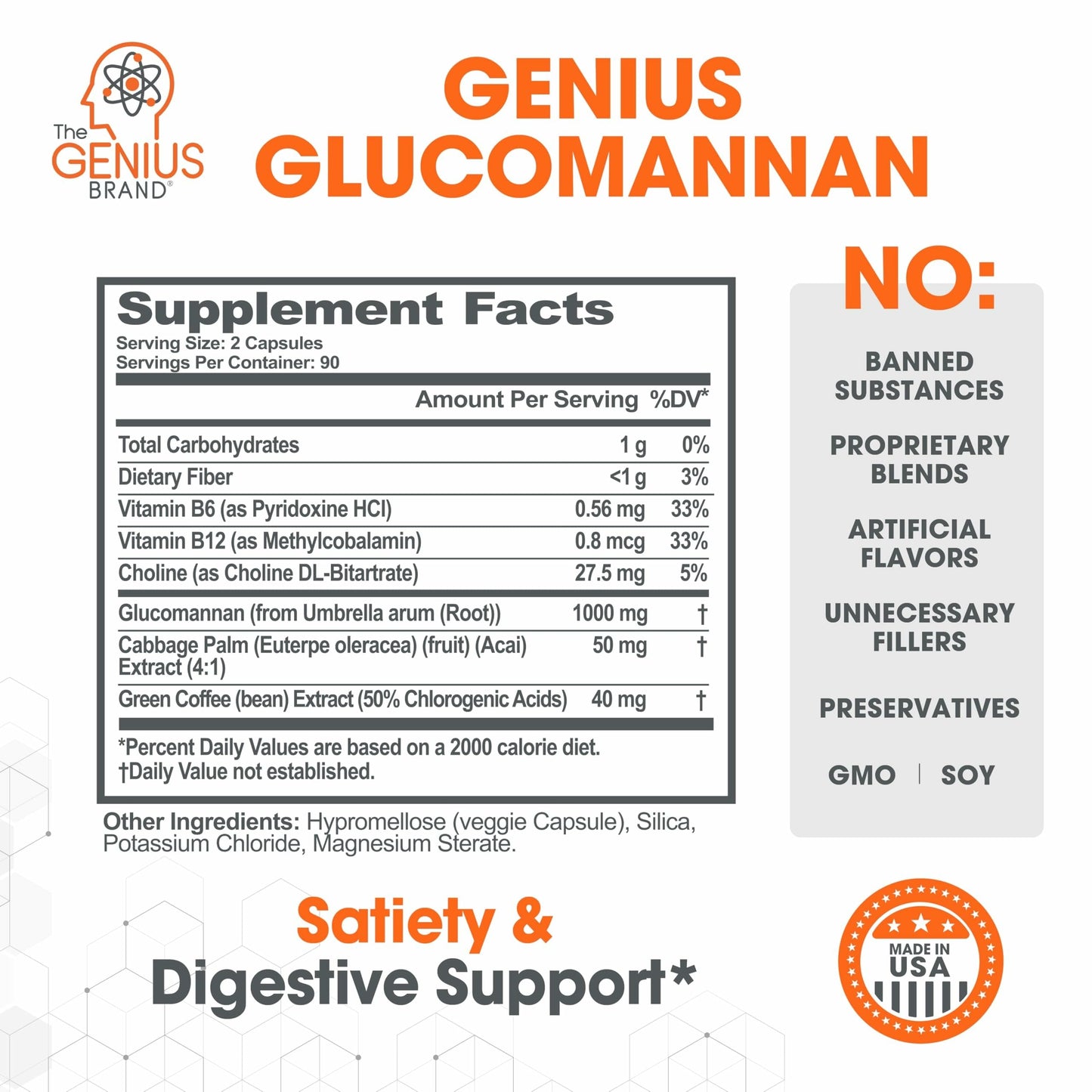 The Genius Brand Glucomannan Capsules 180 Count