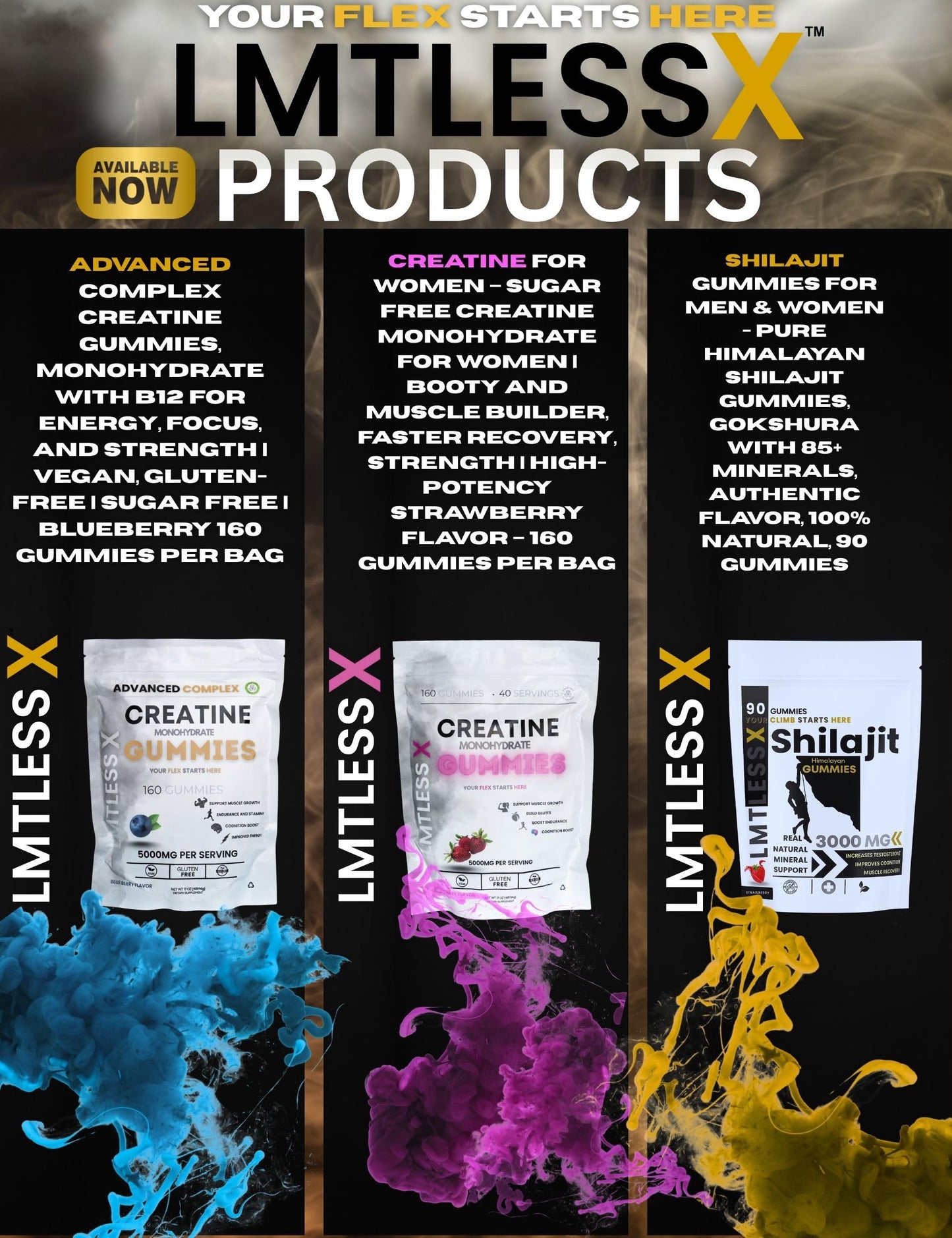 LMTLESS X Creatine Gummies Monohydrate with B12 160 Gummies
