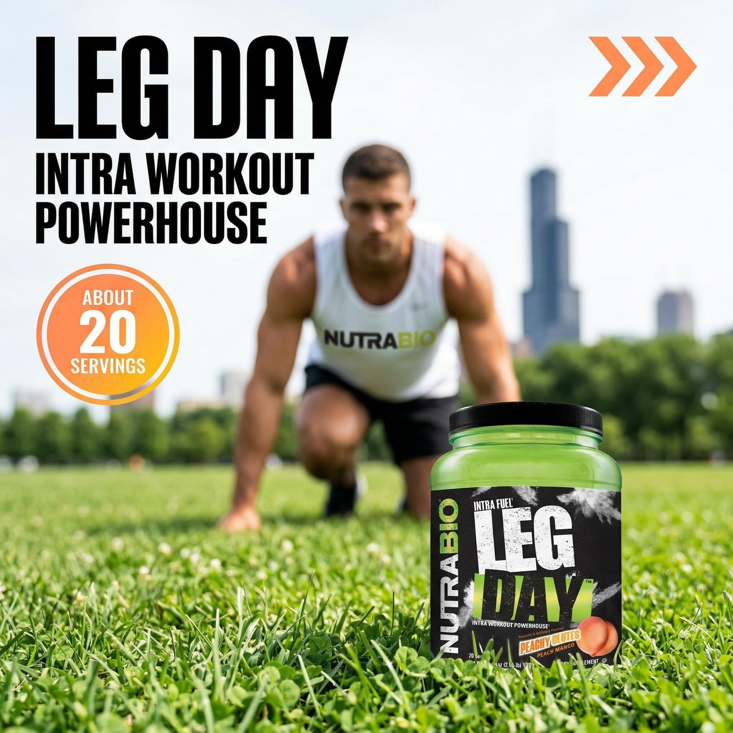 NutraBio Leg Day Intra Workout Powder Peach Mango 32 Servings