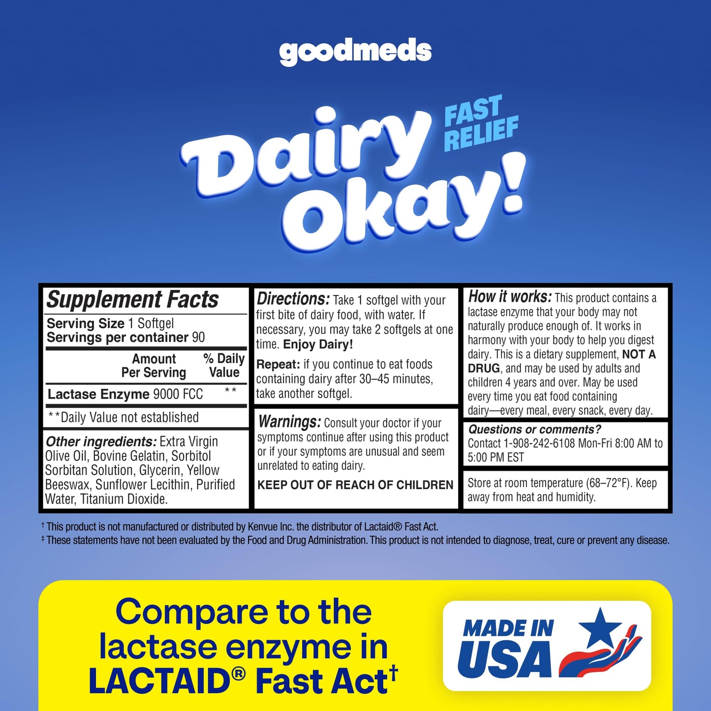 GoodMeds Fast Acting Dairy Relief Lactase Enzymes Softgels, 90