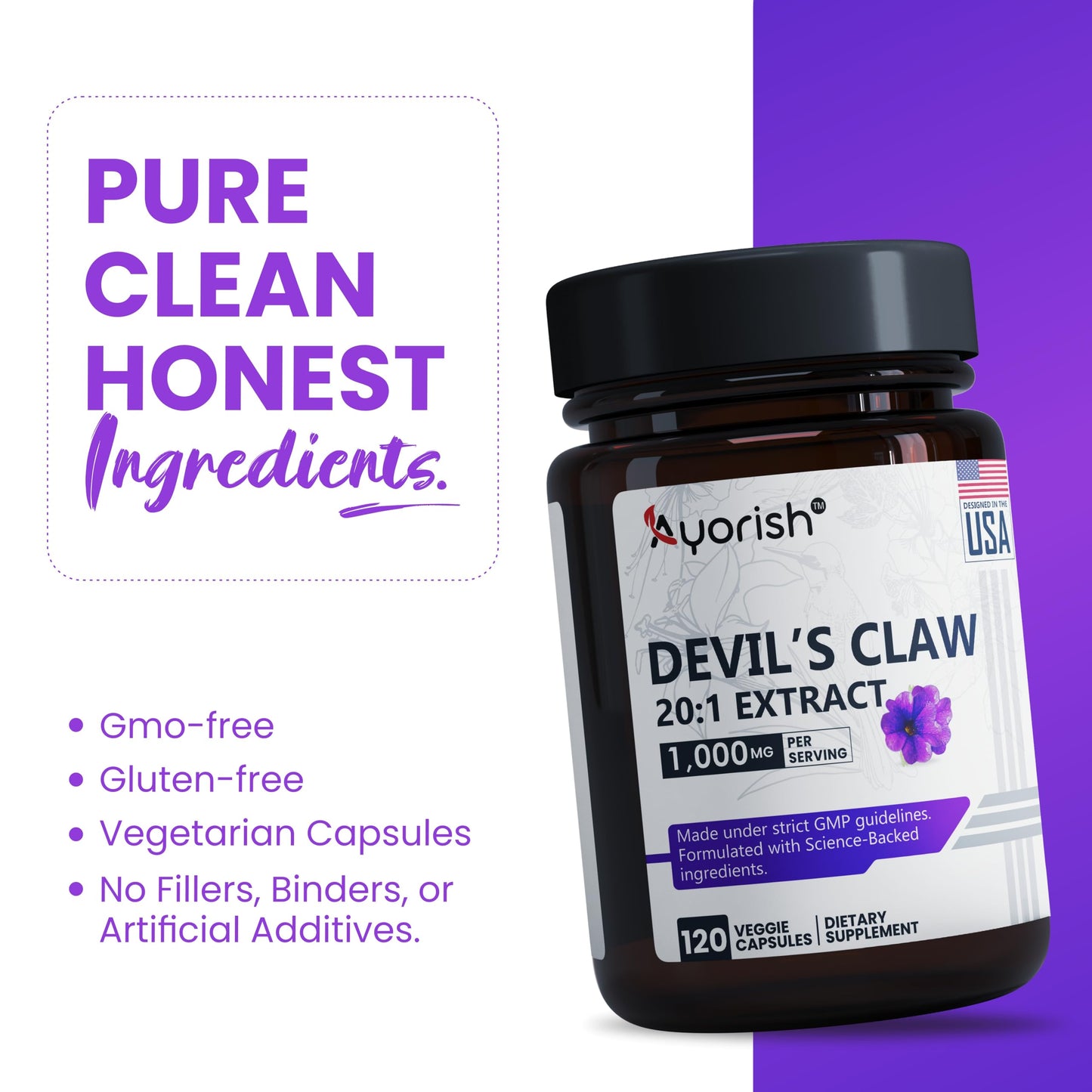 Ayorish Devils Claw 1000mg Capsule 120 Count