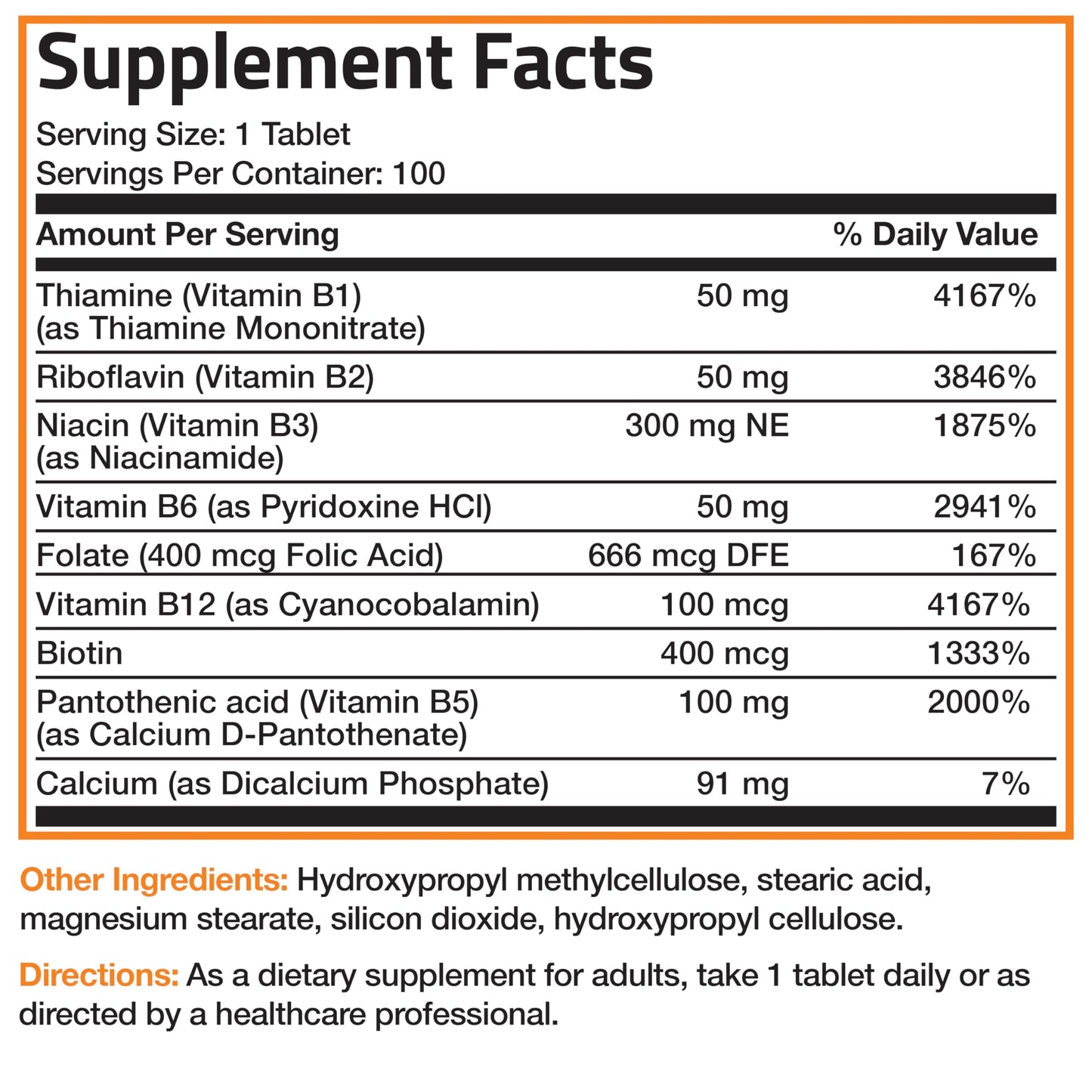 Bronson Super B Vitamin B Complex Sustained Slow Release, 100 Tablets