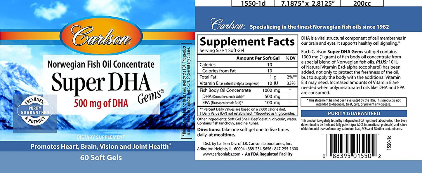 Carlson Super DHA Softgels 60 Count