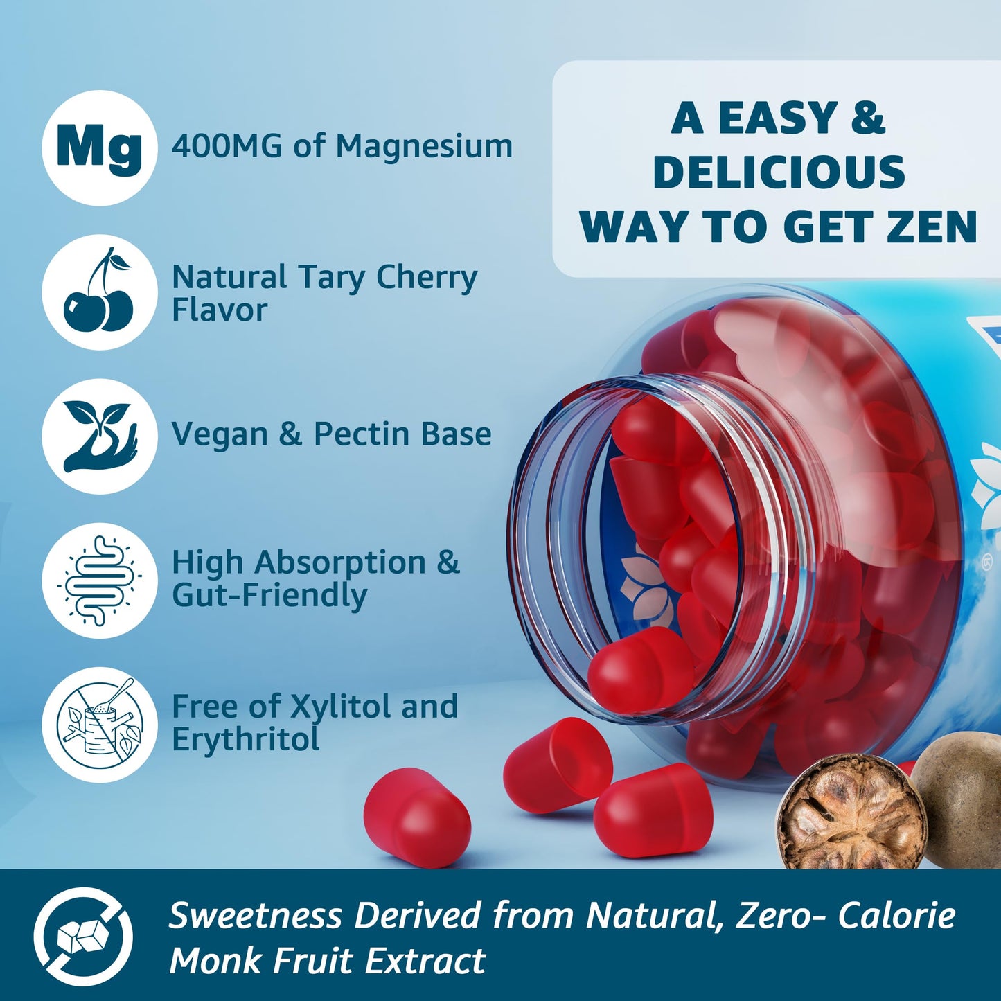 LILICARE Sugar Free Magnesium Complex for Women Gummies 60 Count