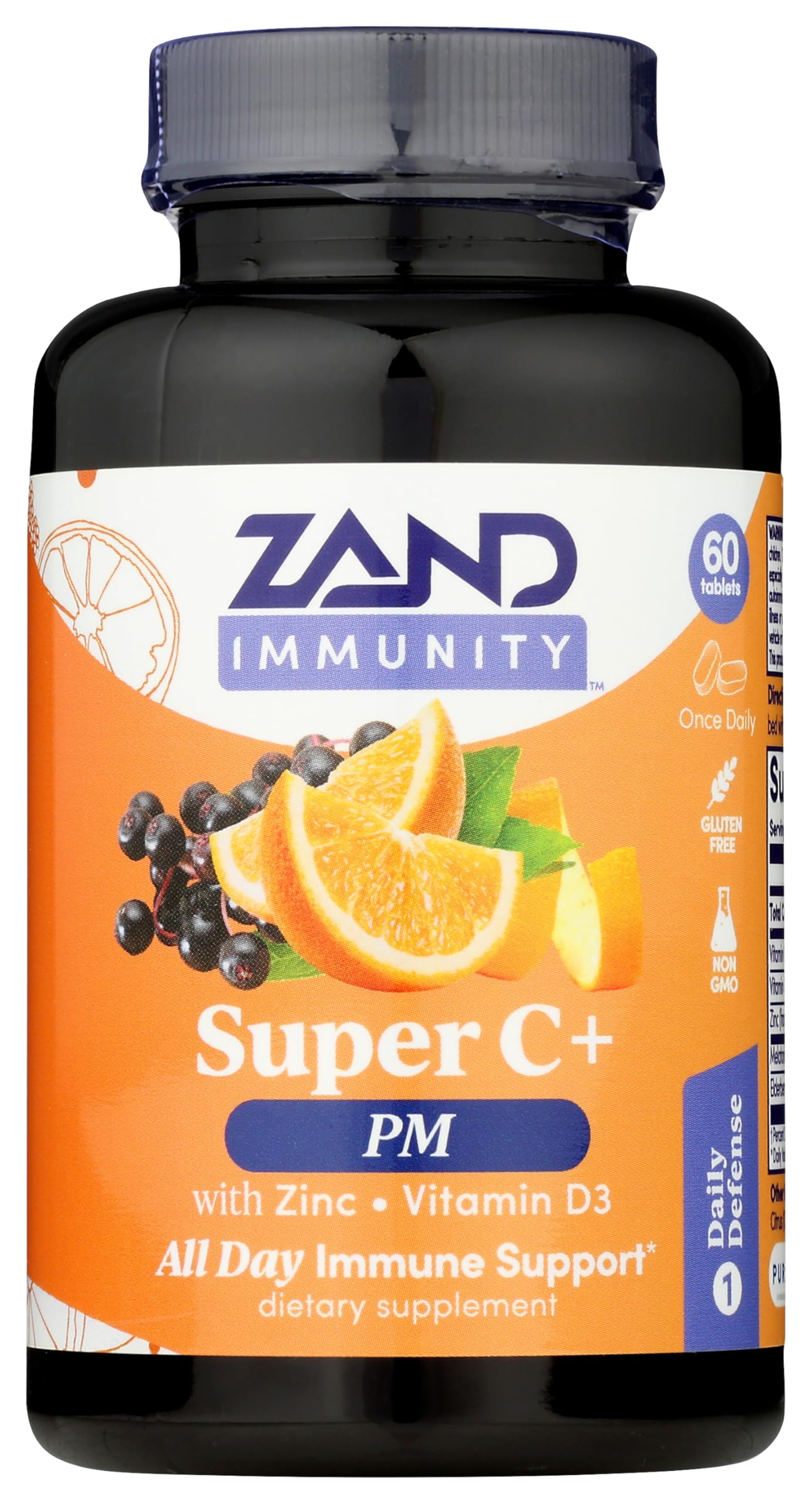 ZAND Immunity Super C+ PM Nighttime Immune Support Plus Melatonin, 1000mg PureWay-C Vitamin C, Zinc, D3 & Elderberry, Enhanced Absorption, 60 Tablets
