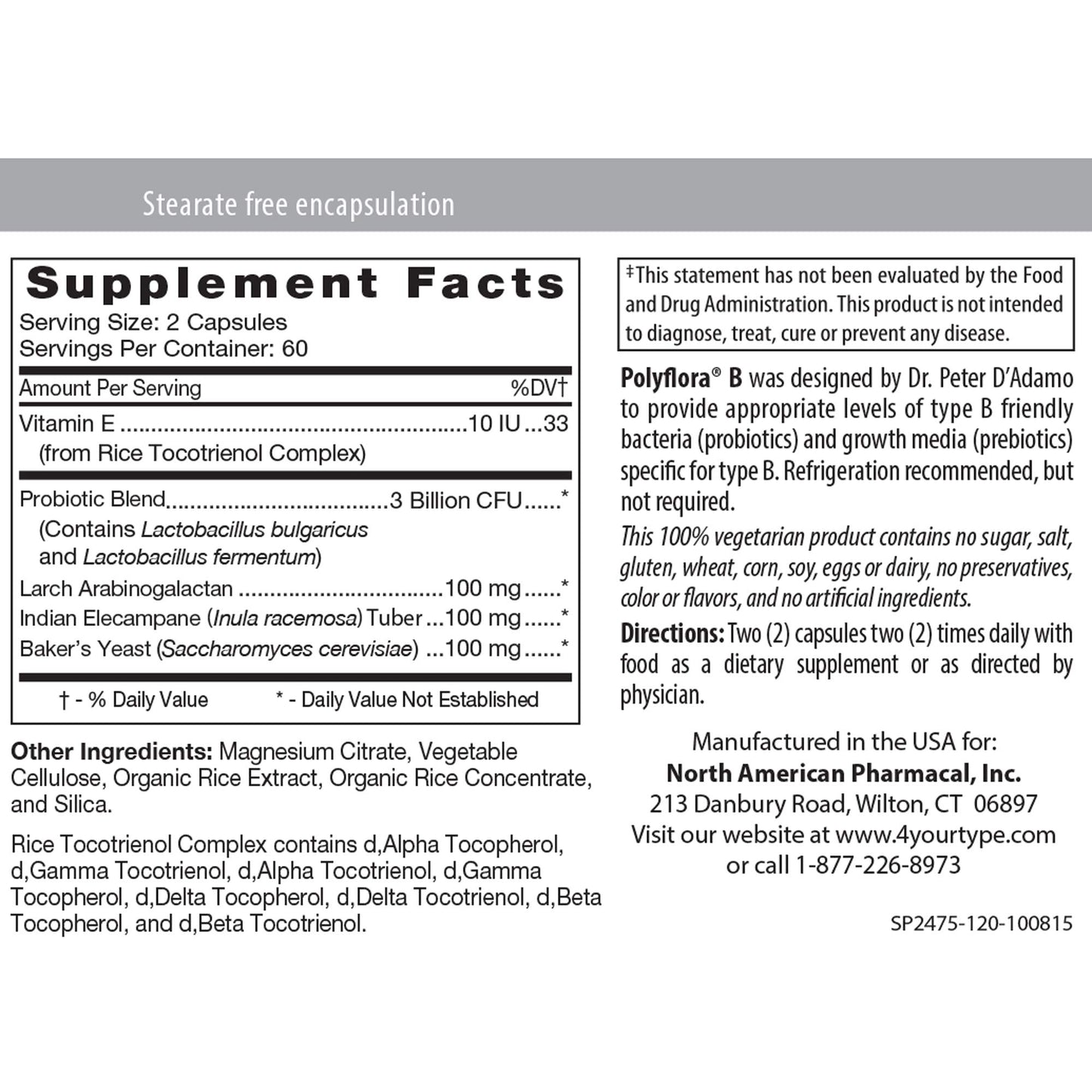 D'Adamo Personalized Nutrition Polyflora B Capsules 120 Count