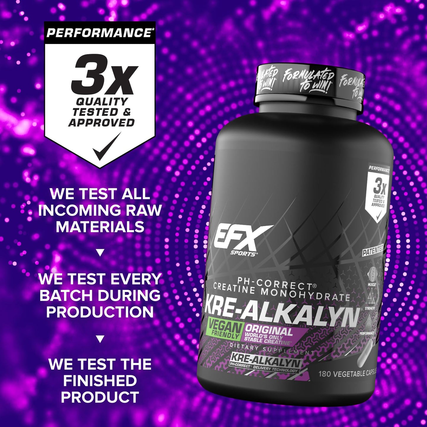 EFX Sports Kre-Alkalyn EFX pH Correct Creatine Monohydrate Capsule, 180 Capsules