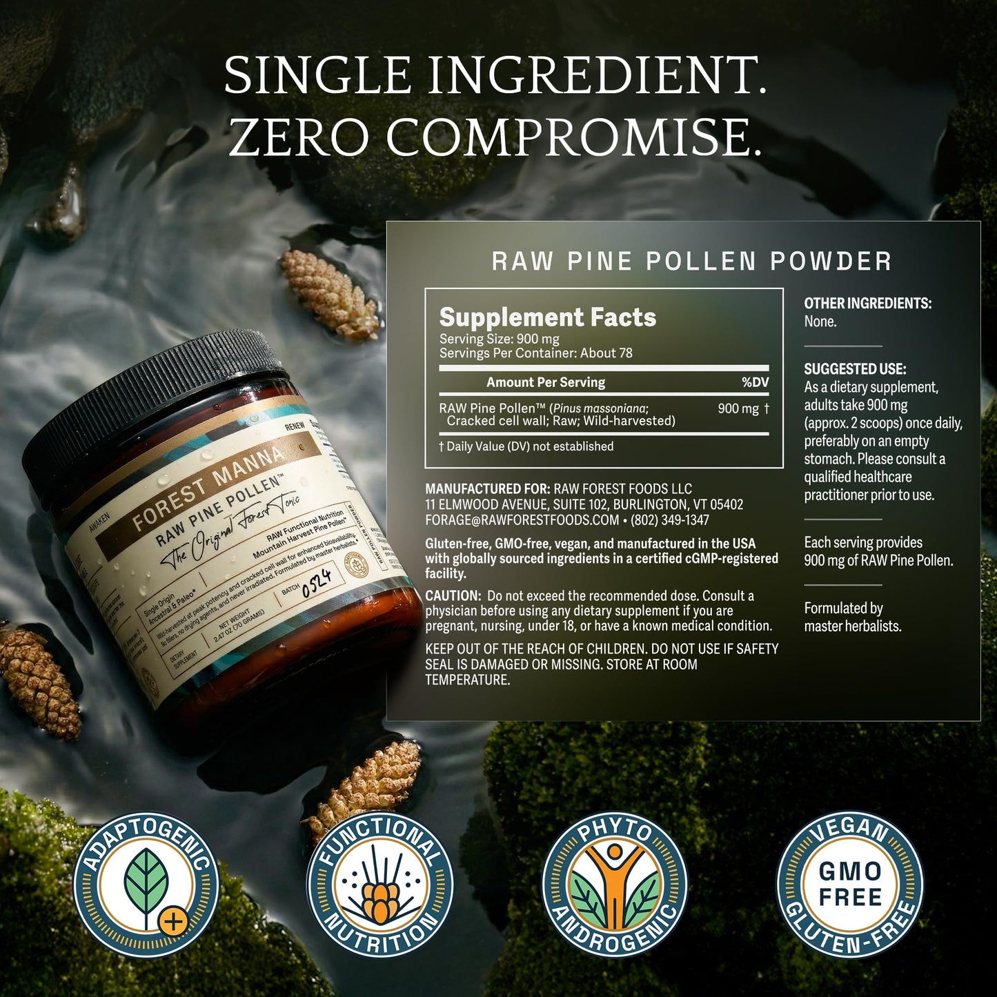 RAW Forest Foods Pine Pollen Powder 2.47 oz
