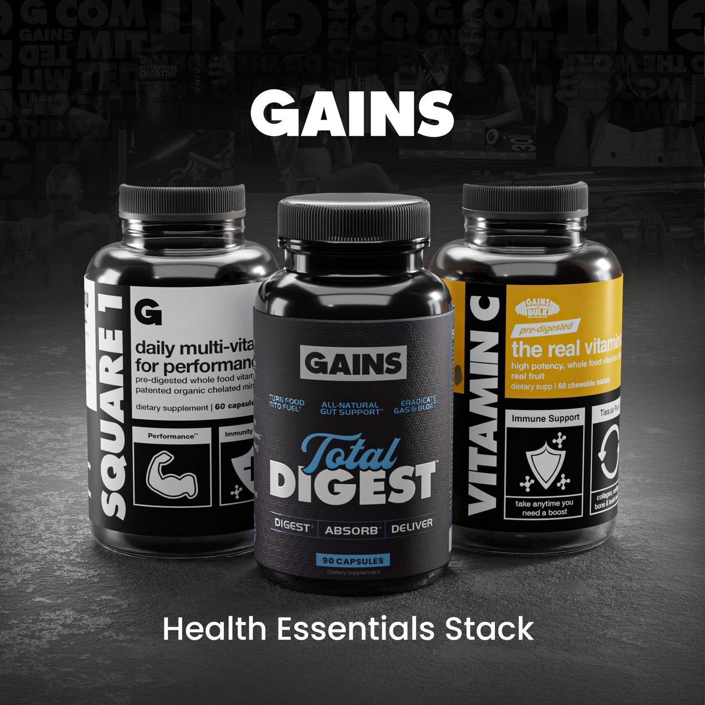 GAINS IN BULK Elevated Nootropic Herbal Energy Supplements with Ginkgo Biloba, B Vitamins, DMAE, Clean Energy & Focus, Vegan, Supports Digestive Health & Cognitive Brain Health, 90 Capsules