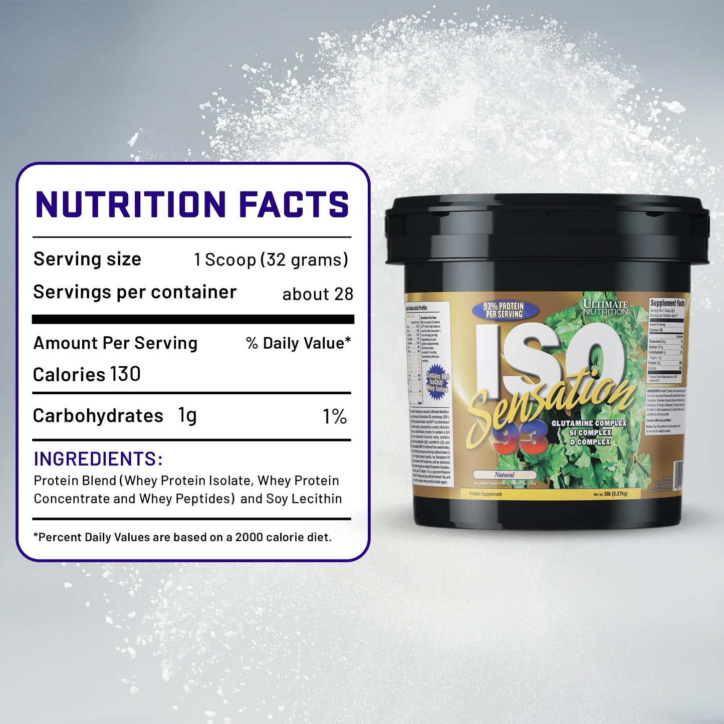Ultimate Nutrition ISO Sensation 93 Whey Isolate Powder Natural 80 Servings