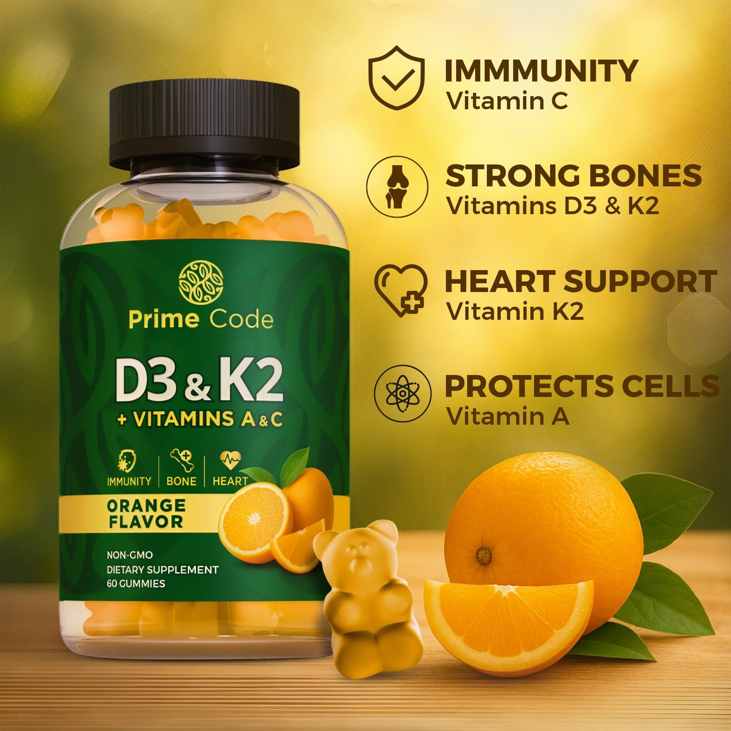 Prime Code Vitamin D3 K2 Gummies 60 Count