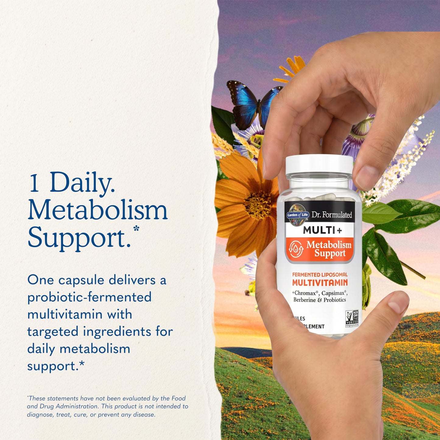 Garden of Life Dr. Formulated Multi+ Metabolism Support Fermented Liposomal Multivitamin + Chromax, Capsimax, Berberine & Probiotics 30 Capsules