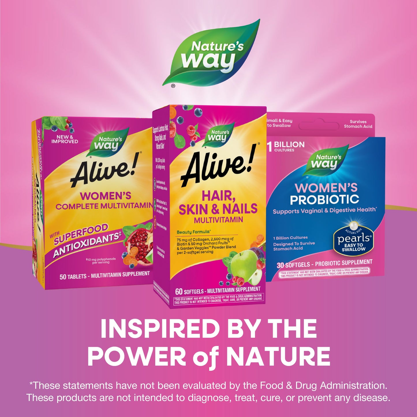 Nature's Way Alive! Hair Skin and Nails with Collagen 75 mg & Biotin 2500 mcg per 2-softgels Softgels 60