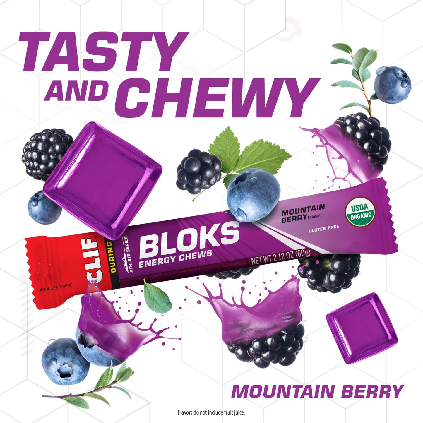 Clif Bloks Energy Chews Bundle, Orange Flavor with Caffeine and Mountain Berry Flavor, 36 Count