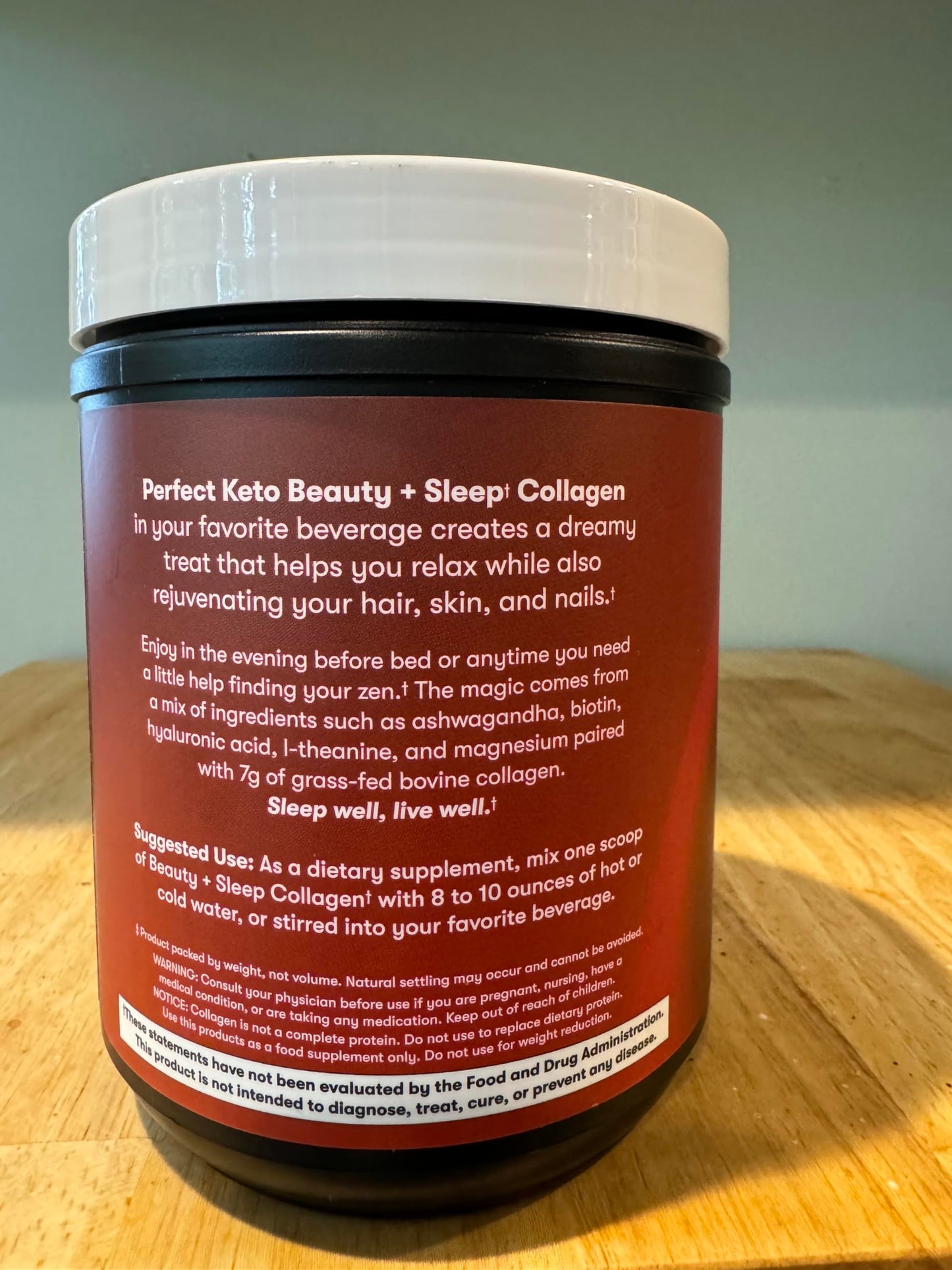 Perfect Keto Beauty + Sleep Grass Fed Collagen Peptides Protein Powder with Ashwagandha, Magnesium, Biotin, Hyaluronic Acid, L Theanine, Hair, Skin, Nails & Relaxation Support, Mexican Hot Chocolate Powder 10.58