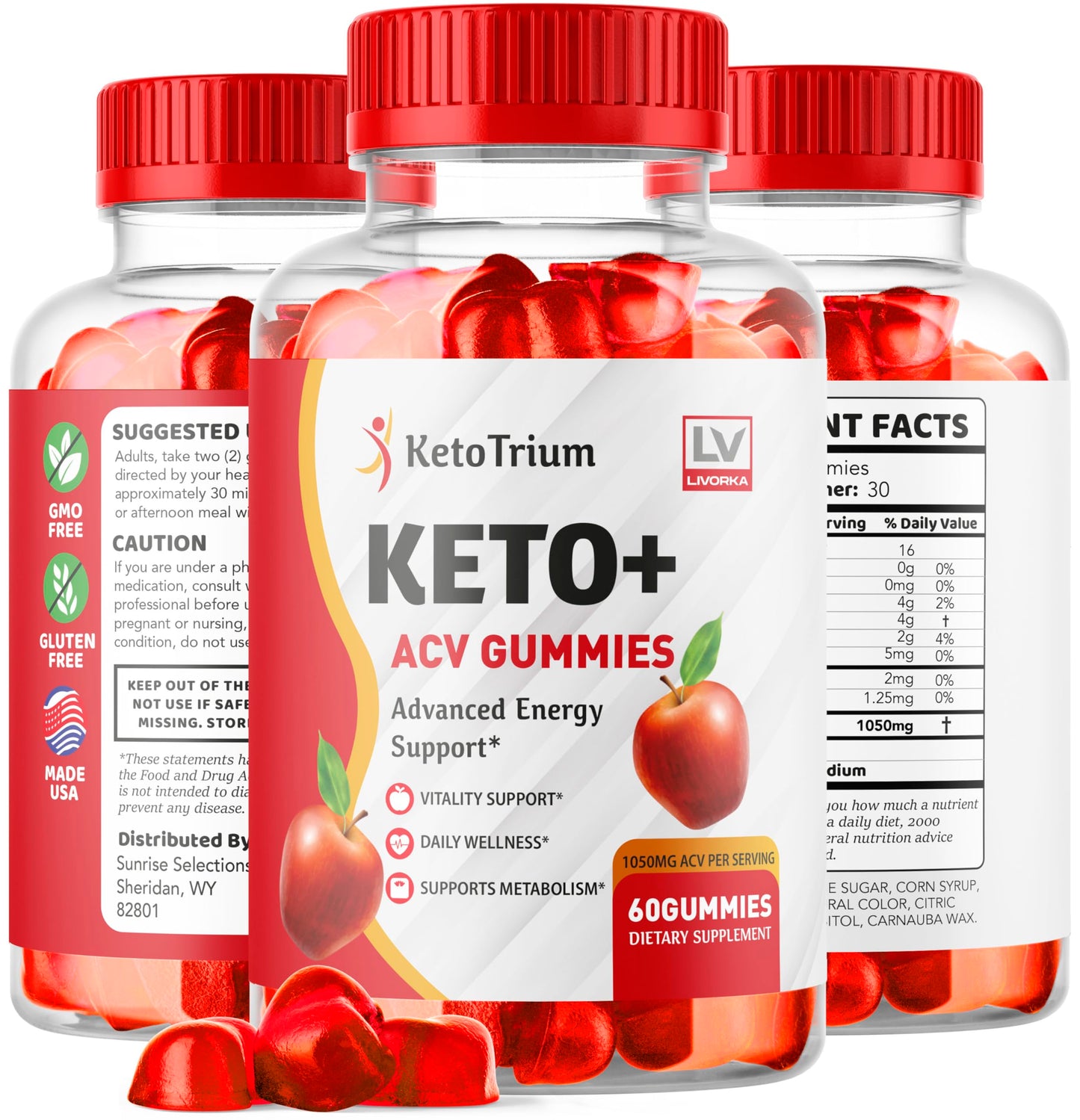 LIVORKA Keto Trium Keto ACV Gummies Gummy, 120 Count