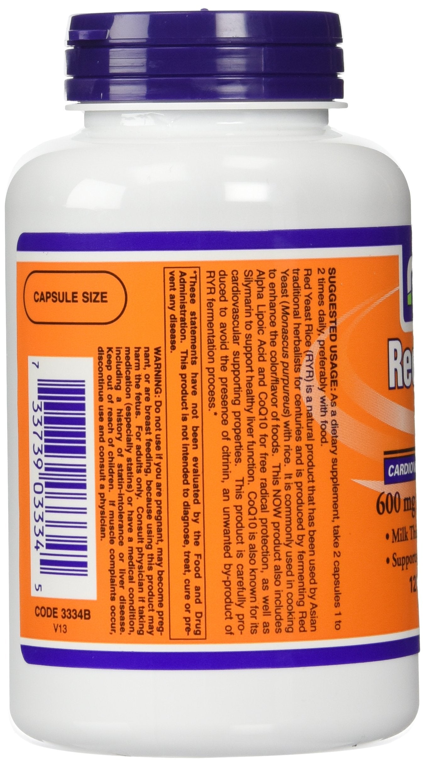 NOW Foods Red Yeast Rice & CoQ10 600 mg / 30 mg Capsules, 240 Count