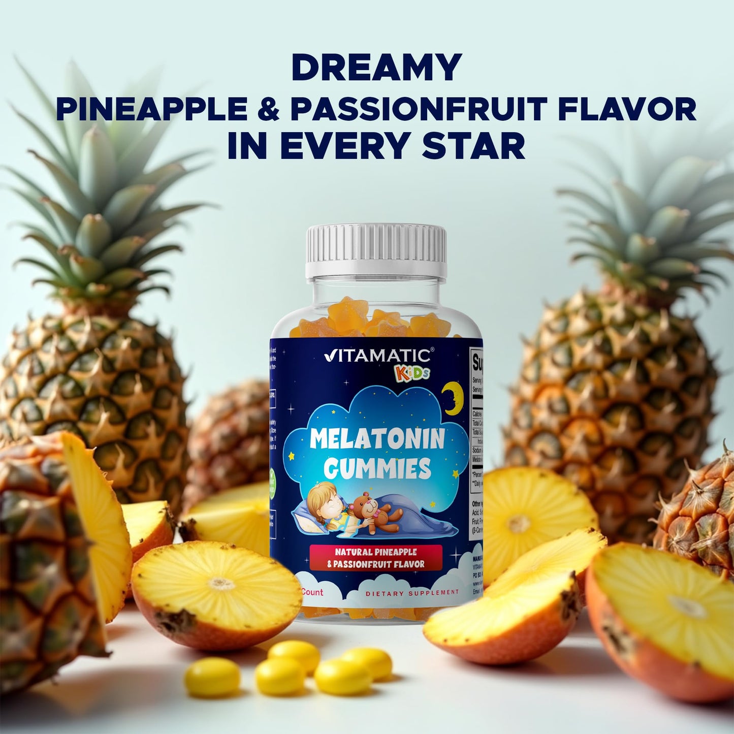 Vitamatic Sugar Free Kids Melatonin 1mg Gummies, 180 Count