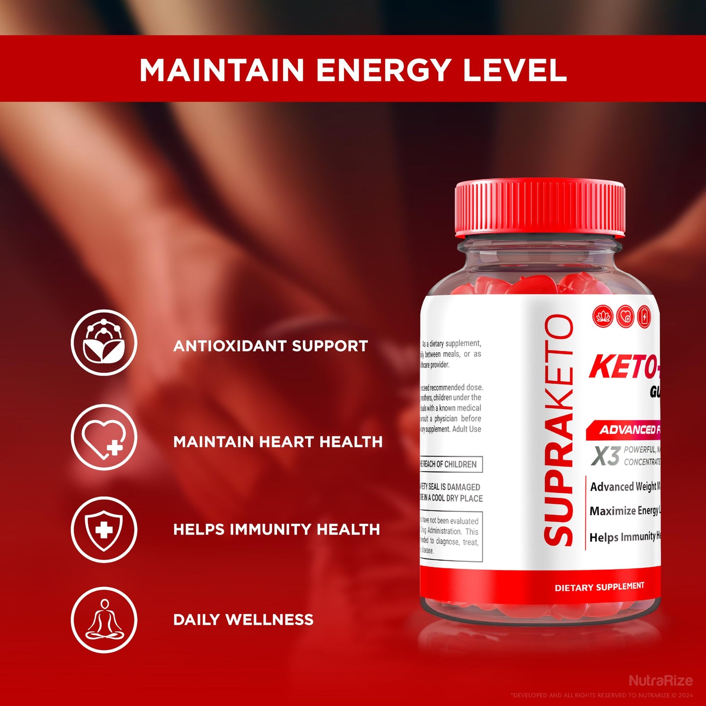 NutraRize Supra Keto ACV Gummies, 180 Gummies