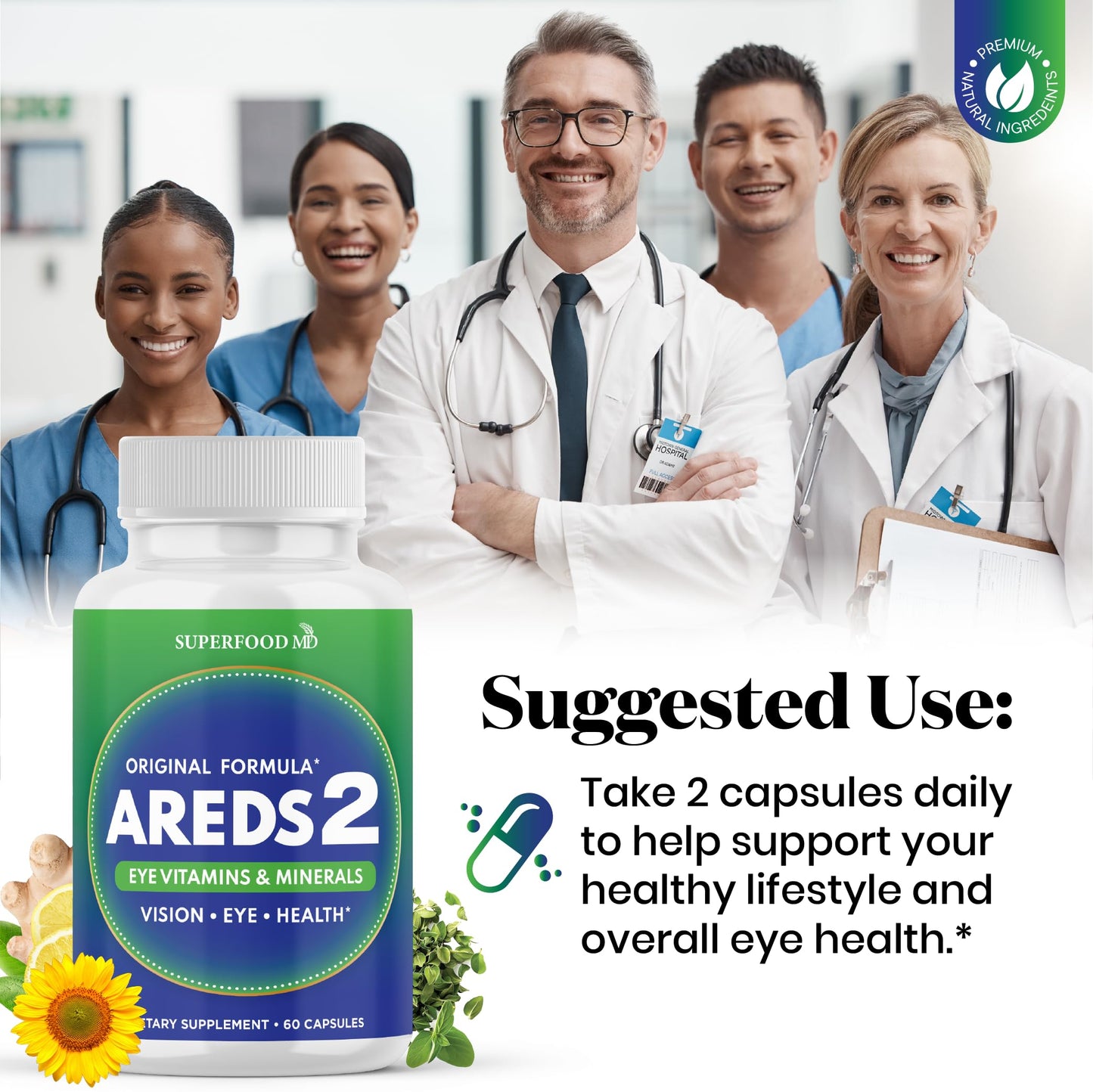 Superfood MD AREDS 2 Eye Vitamin & Mineral Supplement Capsules, 180 Count