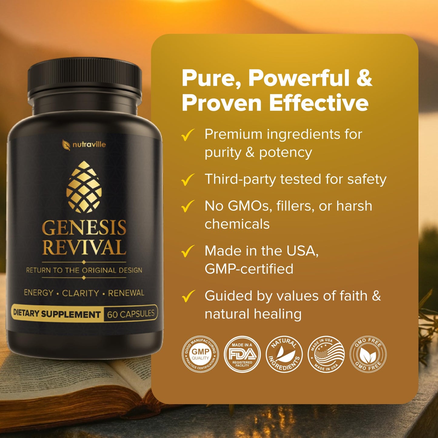 Nutraville Genesis Revival – Shilajit, Lion’s Mane & 8 Sacred Botanicals to Nourish the Pineal Gland 120 Capsules