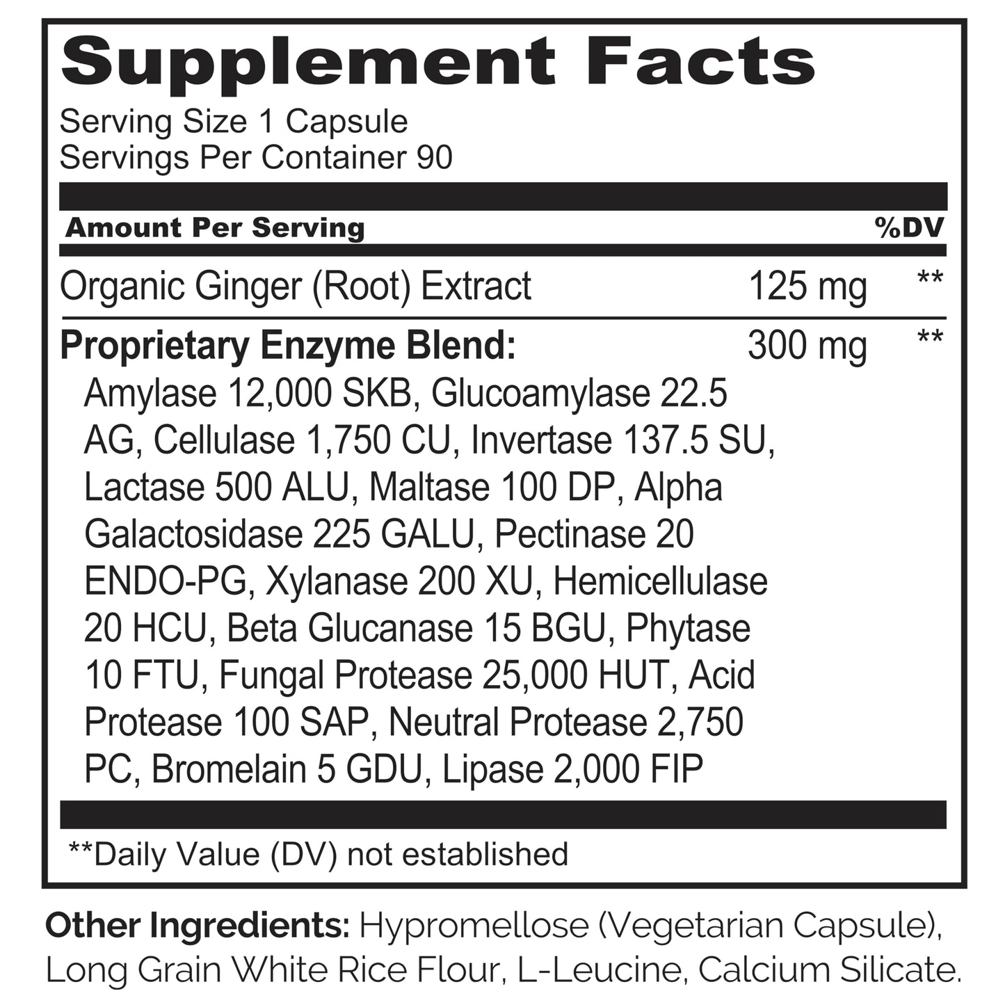 NATURELO Digestive Enzymes - Full Spectrum Support with a Broad Blend of 15 Enzymes Plus Ginger, 90 Capsules