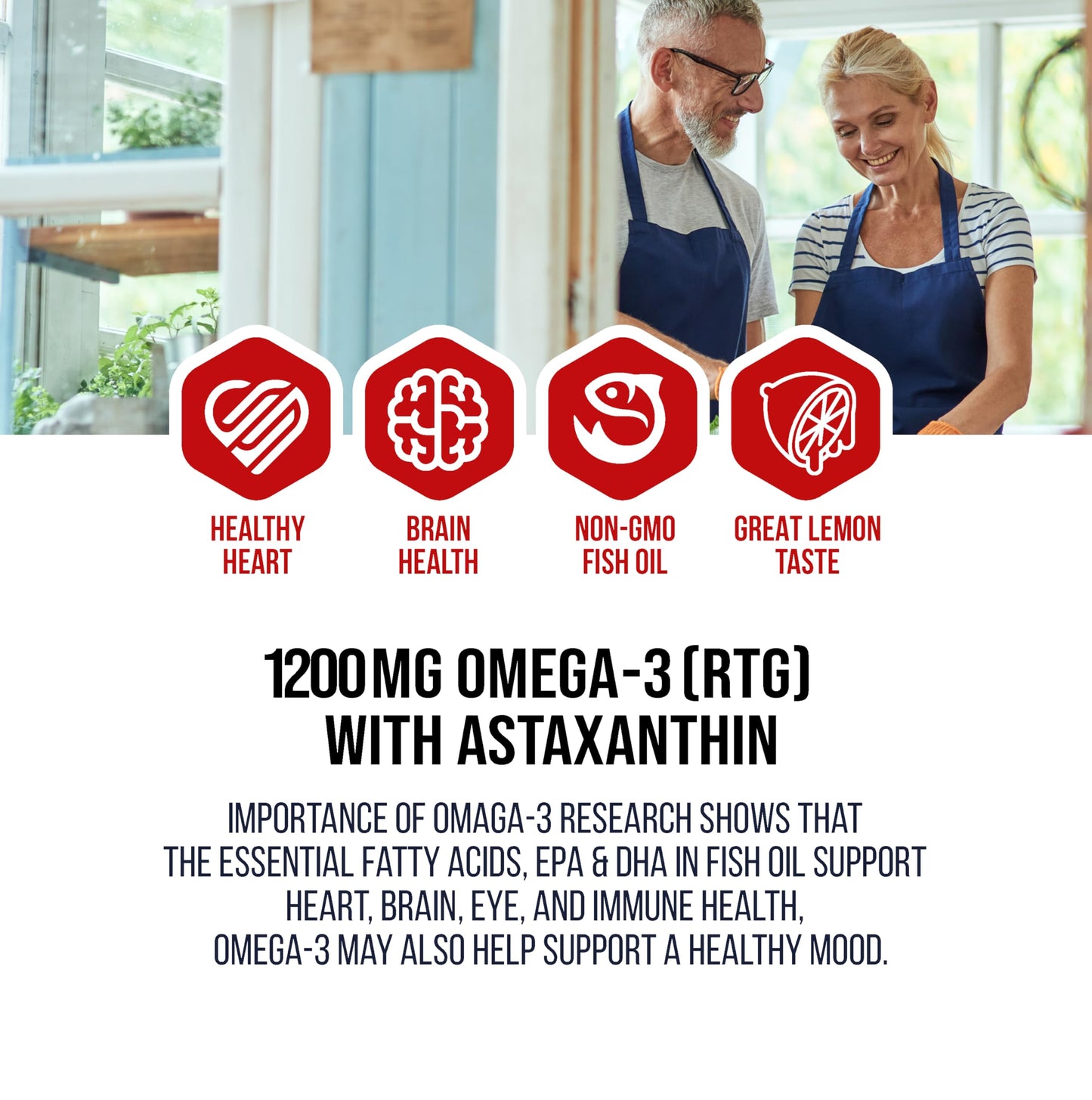 NANOWELL Red Omega-3 Fish Oil 1714mg Omega 3 Supplement with Astaxanthin, Vitamin E, EPA & DHA 60 Softgels
