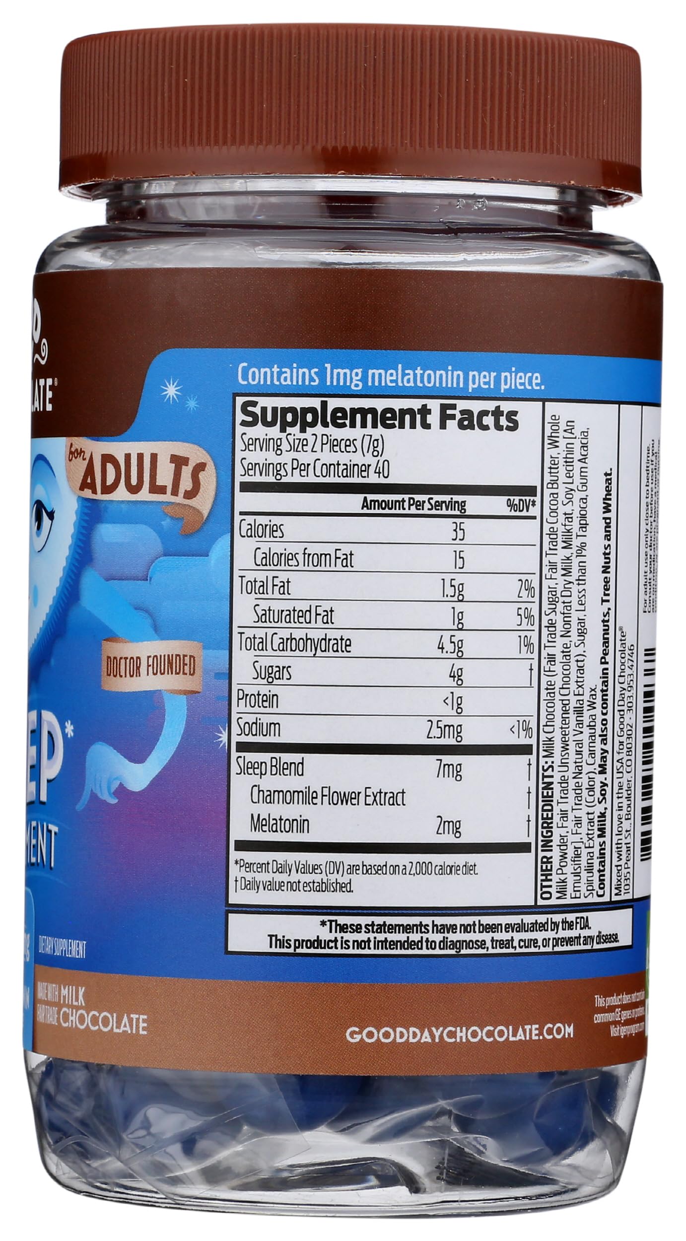 Good Day Chocolate Melatonin for Adults Capsules 80 Count