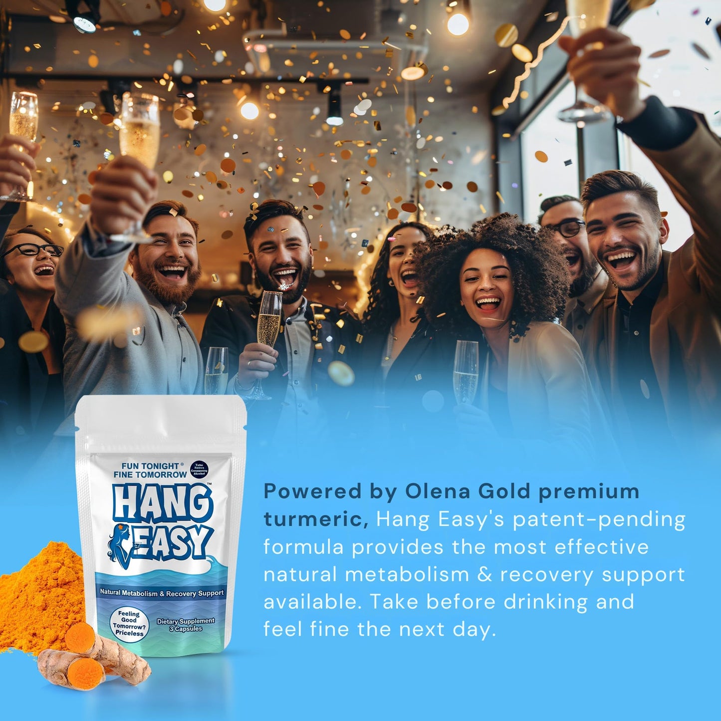 Good Mana Hang Easy Pre-Drink Supplement with Olena Gold Turmeric & Vegan NAC – Natural Metabolism & Recovery Support 30 Capsules