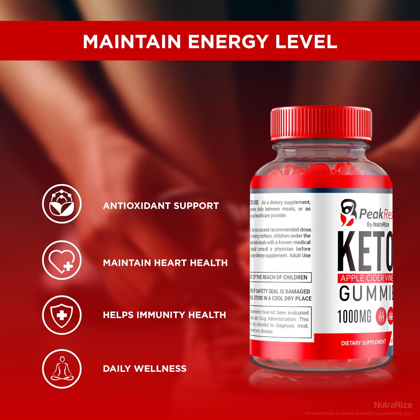NutraRize Peak Results Keto Gummies, 60 Gummies