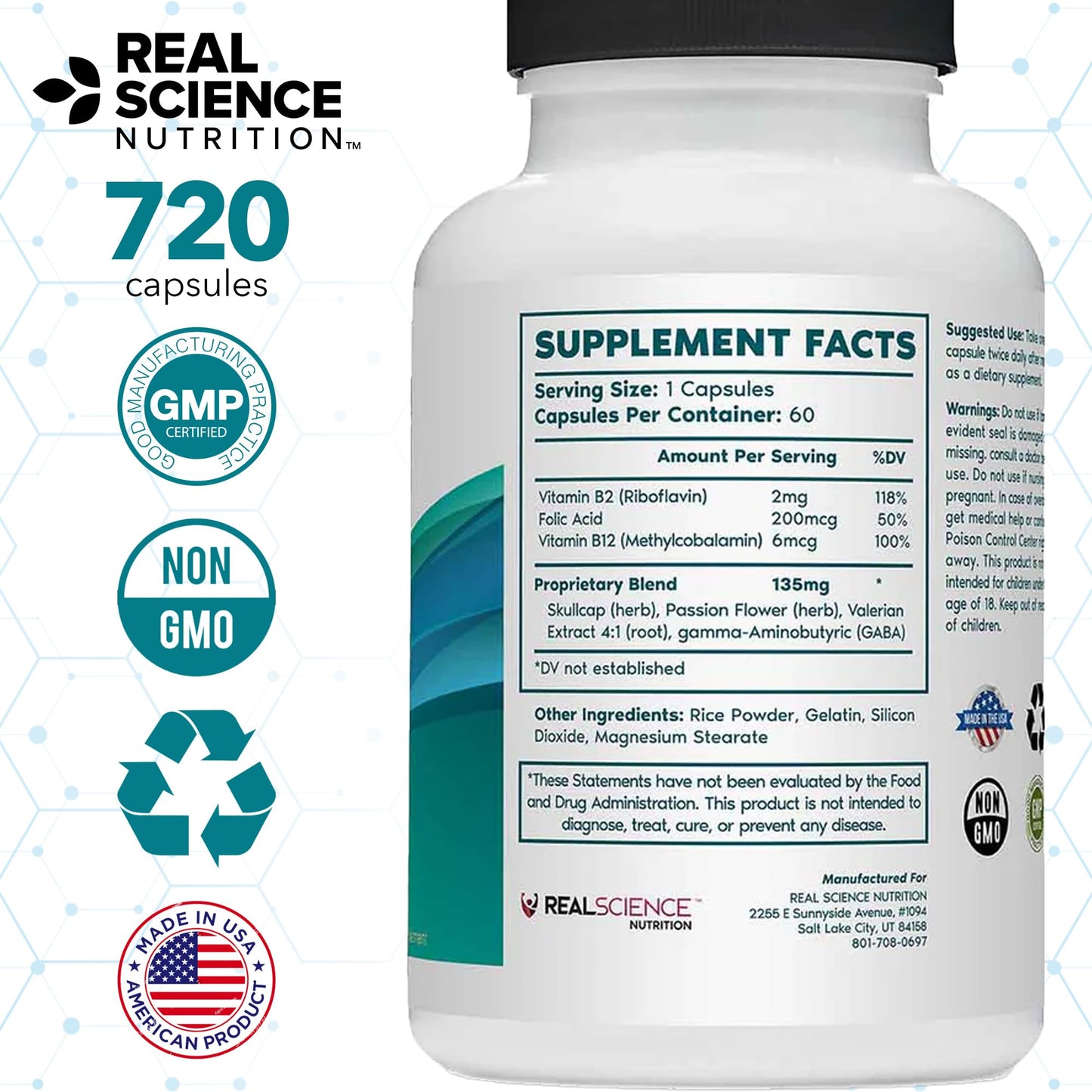 Tremanol Natural Aid Herbal Supplement – Includes Vitamin B2 & B12, Passionflower & Skullcap, Tablets, Pack of 12