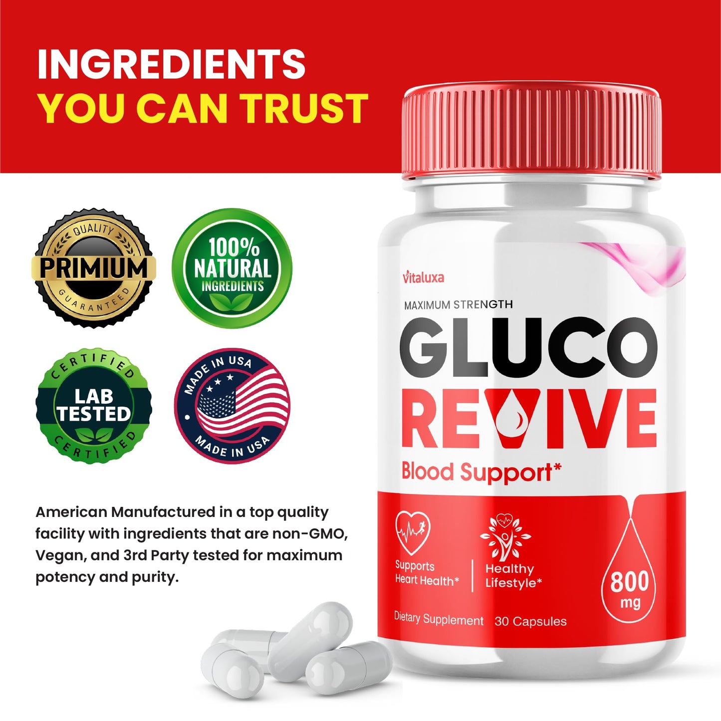 Vitaluxa Gluco Revive Capsules 180 Count