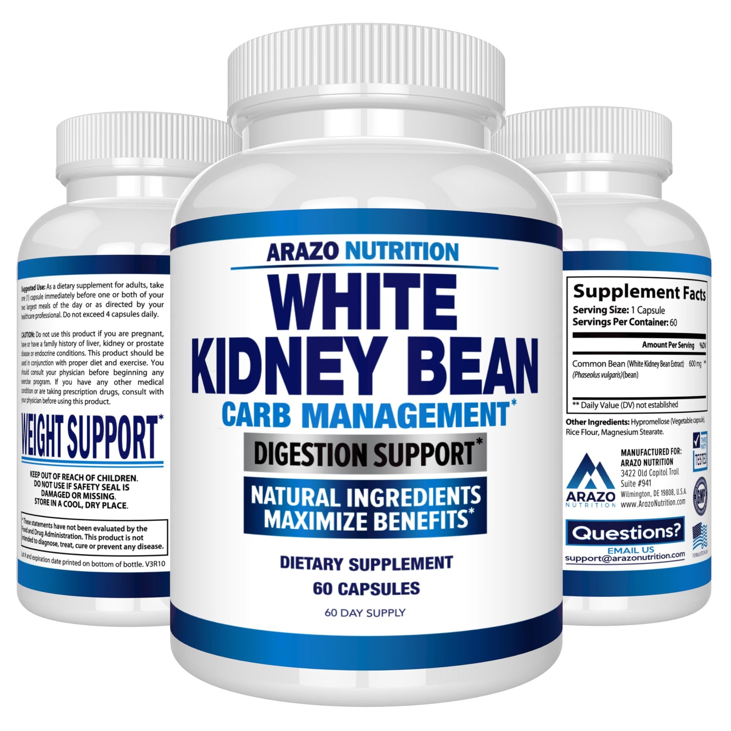 Arazo Nutrition White Kidney Bean Extract Capsule 60 Count