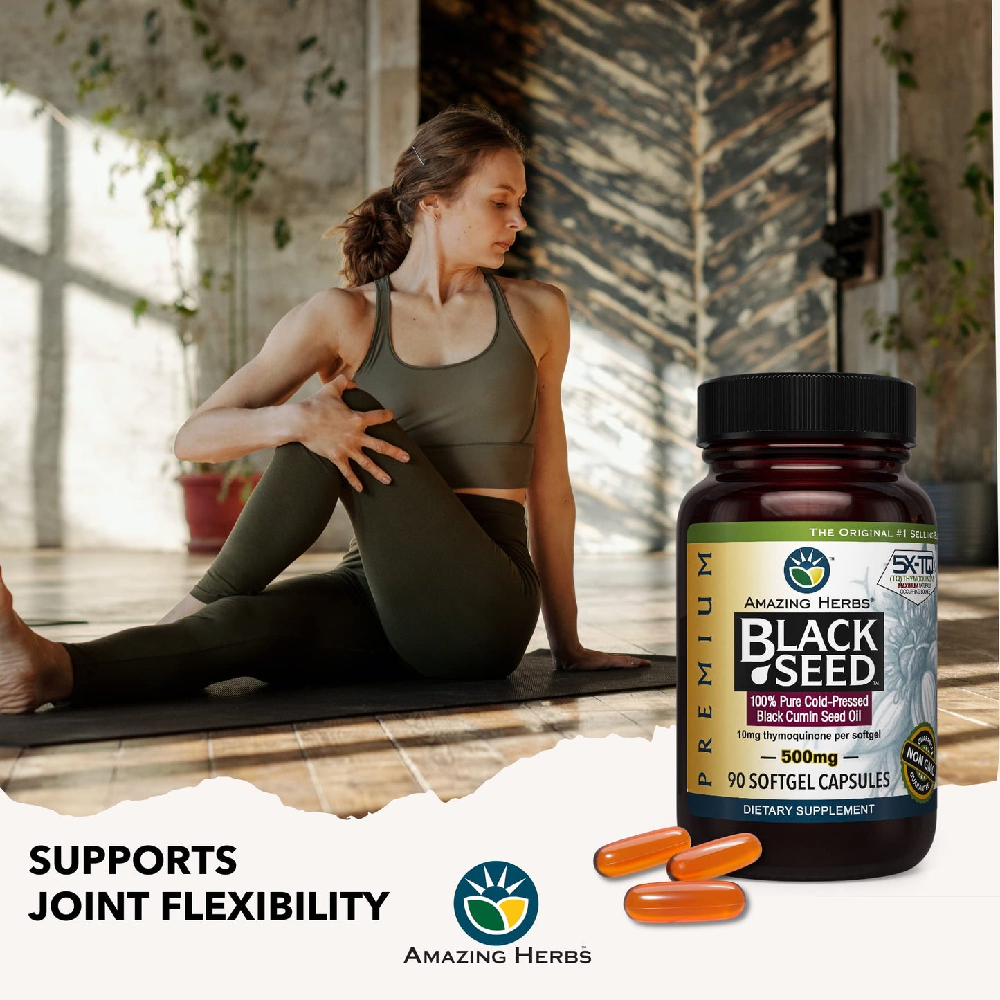 Amazing Herbs Black Seed Oil 500mg Capsules - 90 Count