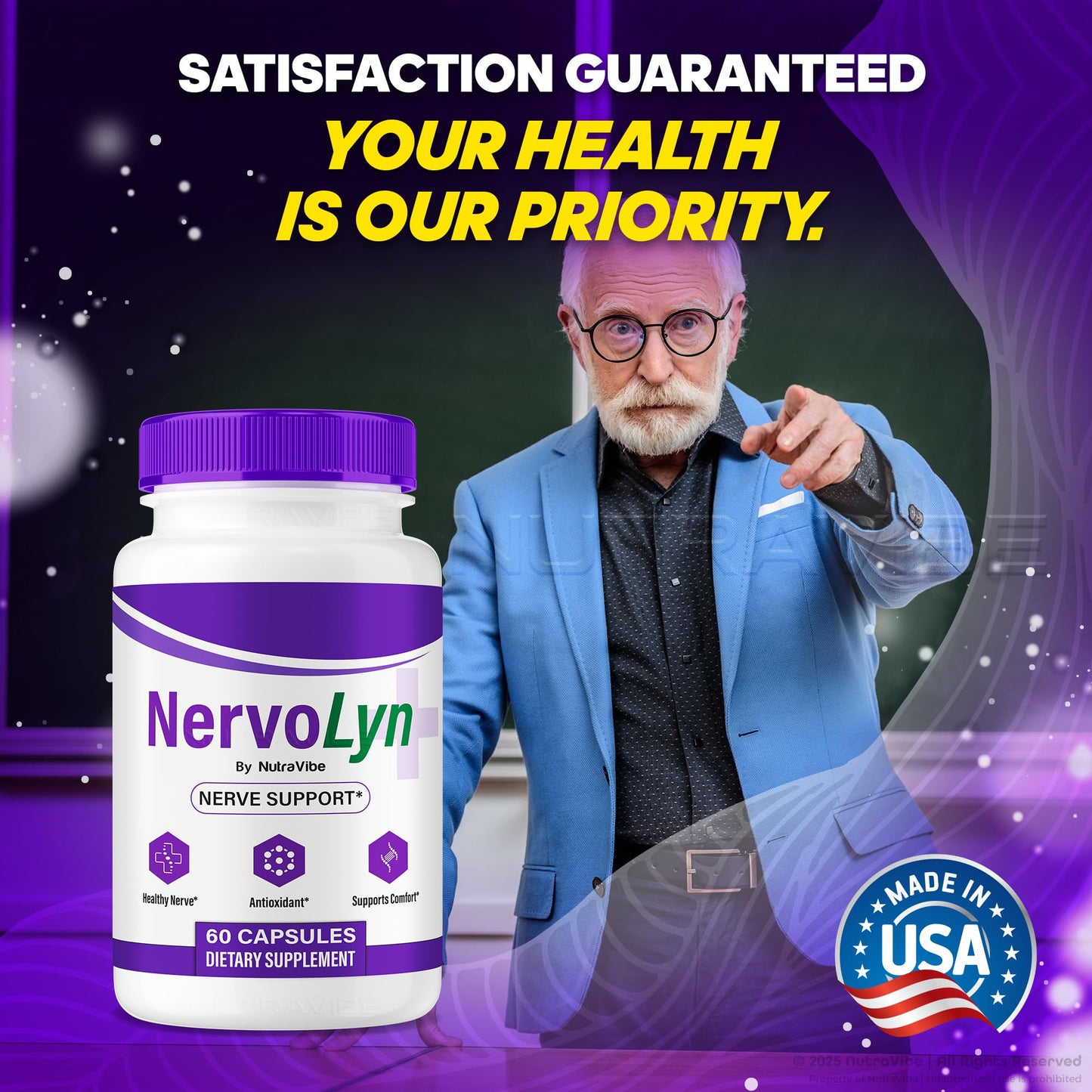NutraVibe NervoLyn Advanced Nerve Support Supplement 300 Capsules